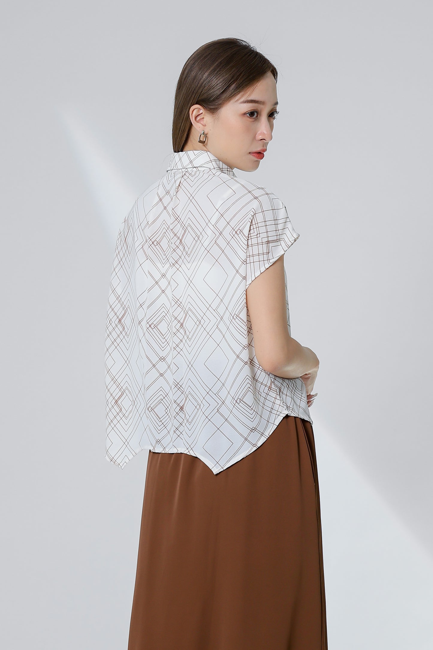 Serrano Printed Shirt - Ivory/Brown