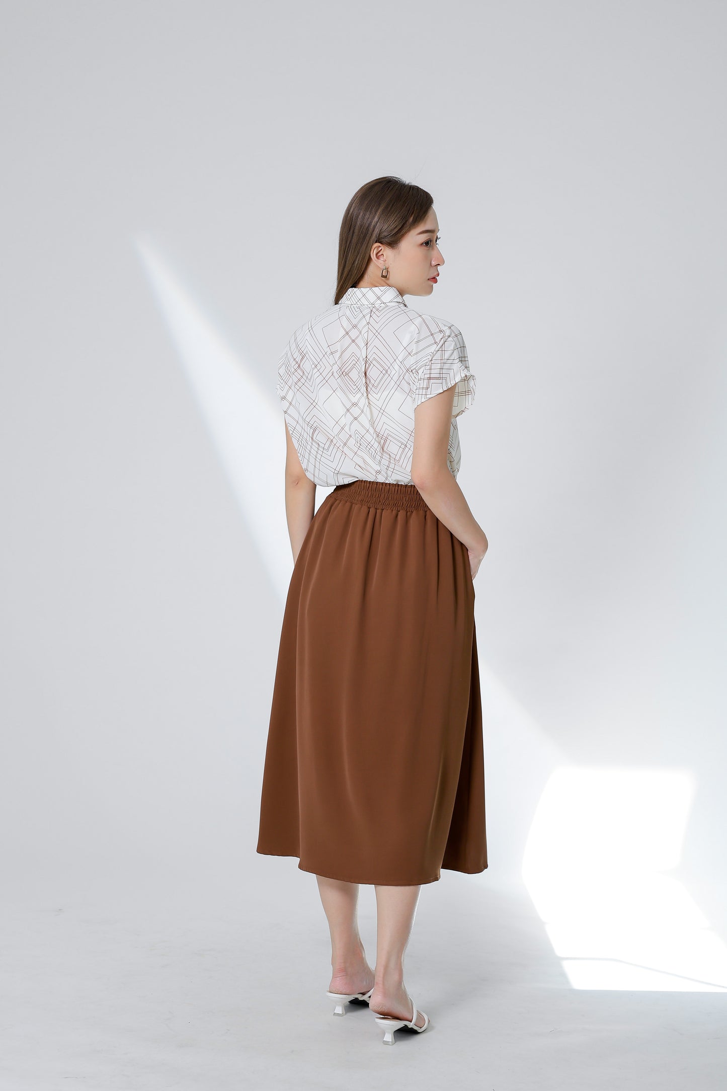 Serrano Printed Shirt - Ivory/Brown