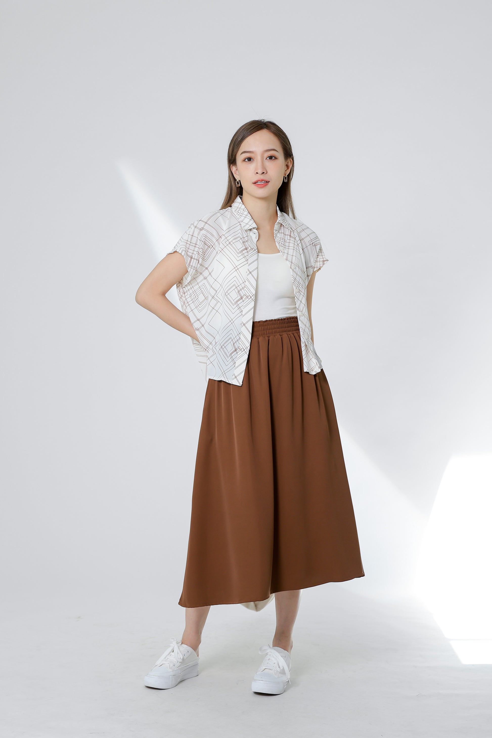 Serrano Printed Shirt - Ivory/Brown