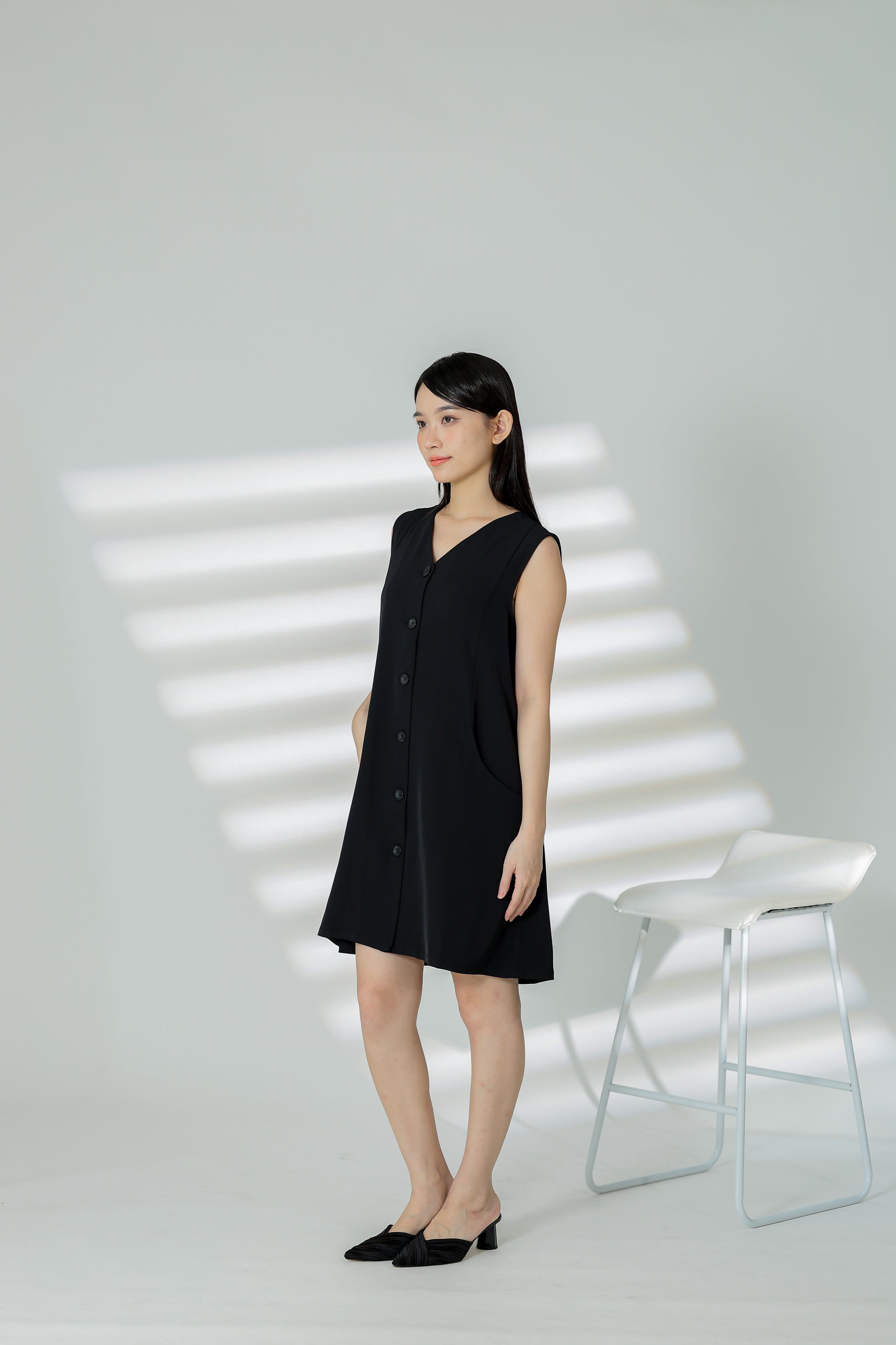 Shalom Button Down Dress - Black