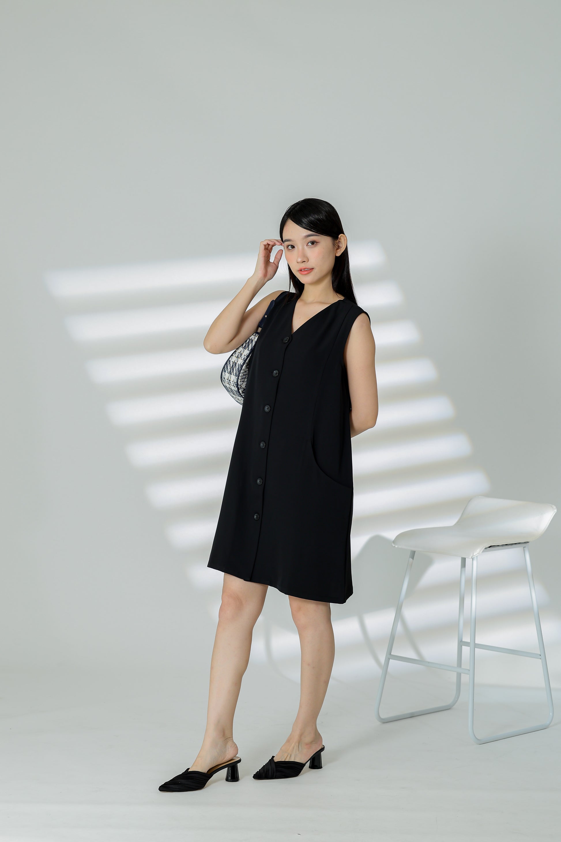 Shalom Button Down Dress - Black