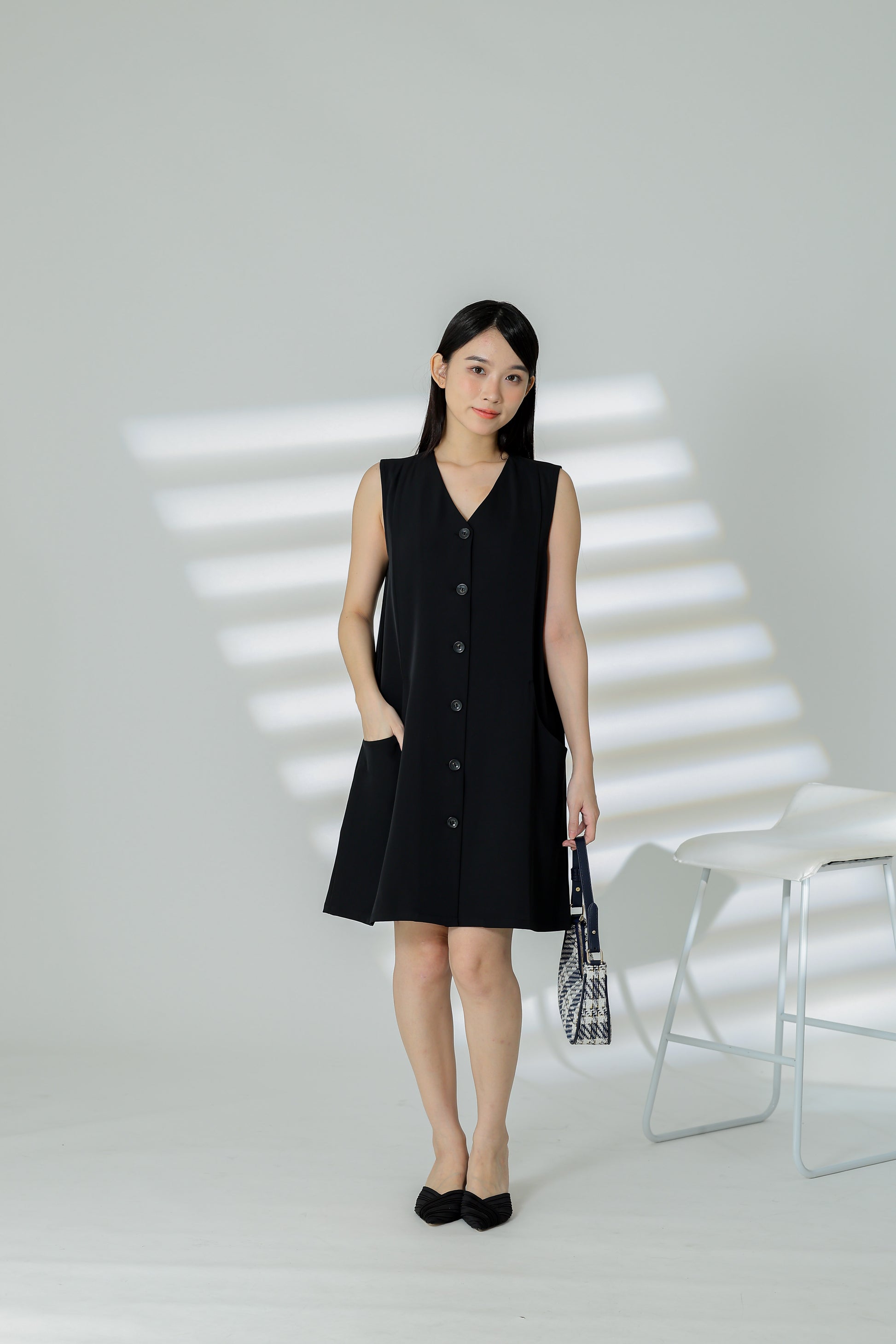 Shalom Button Down Dress - Black