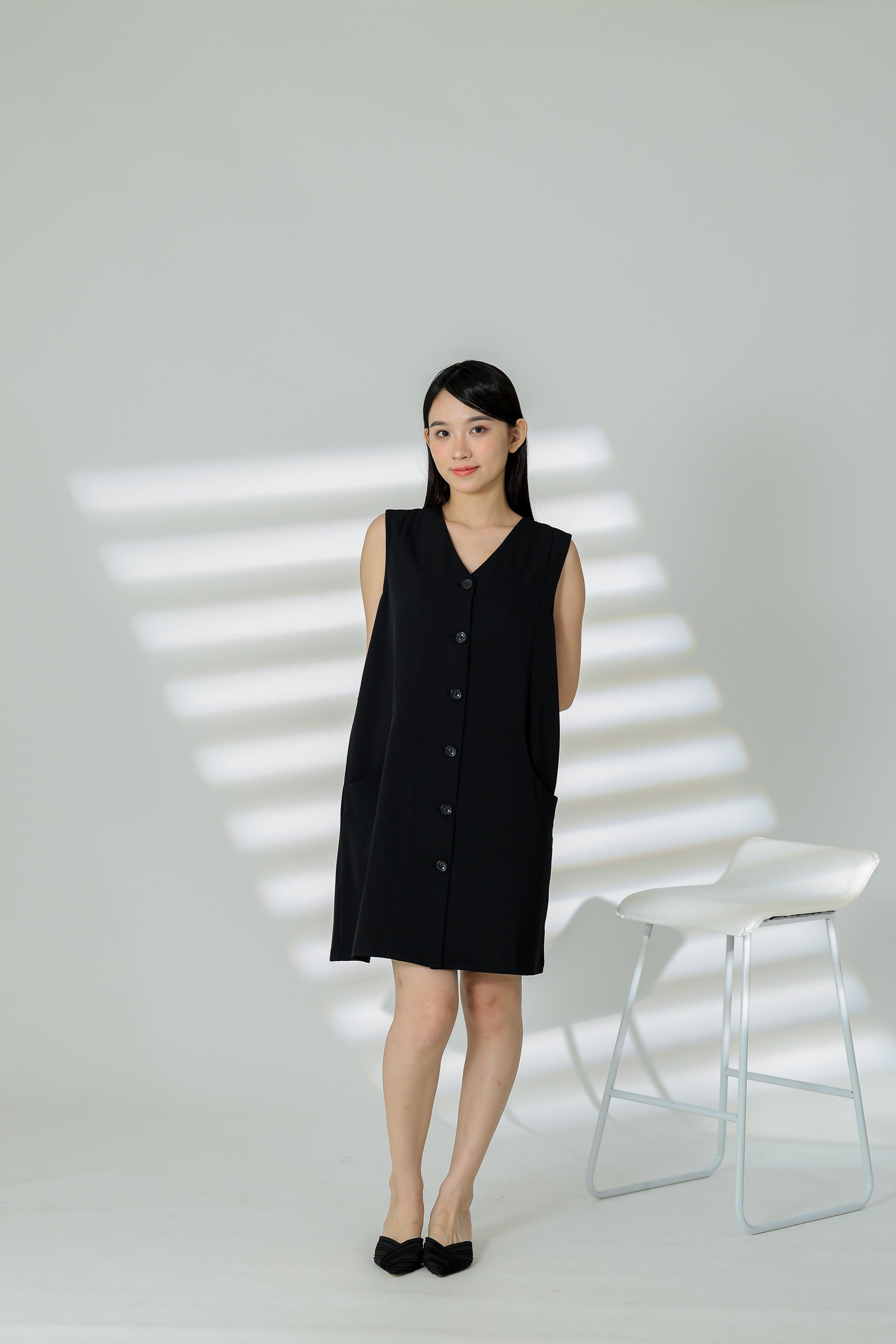 Shalom Button Down Dress - Black