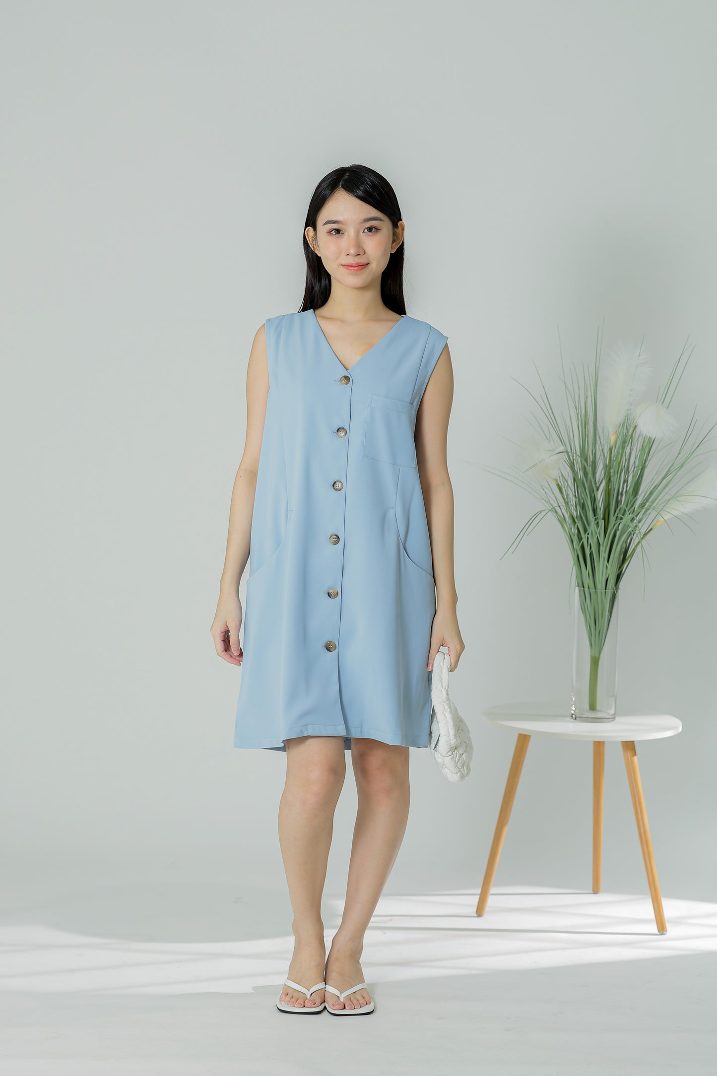 Shalom Button Down Dress - Blue