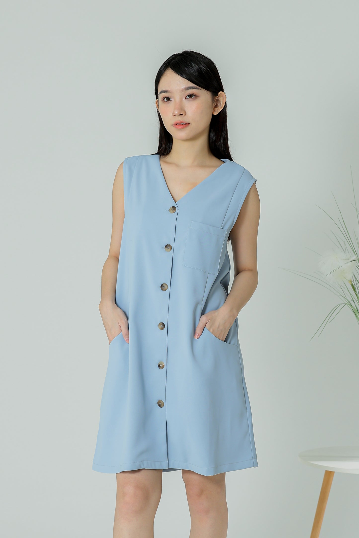 Shalom Button Down Dress - Blue