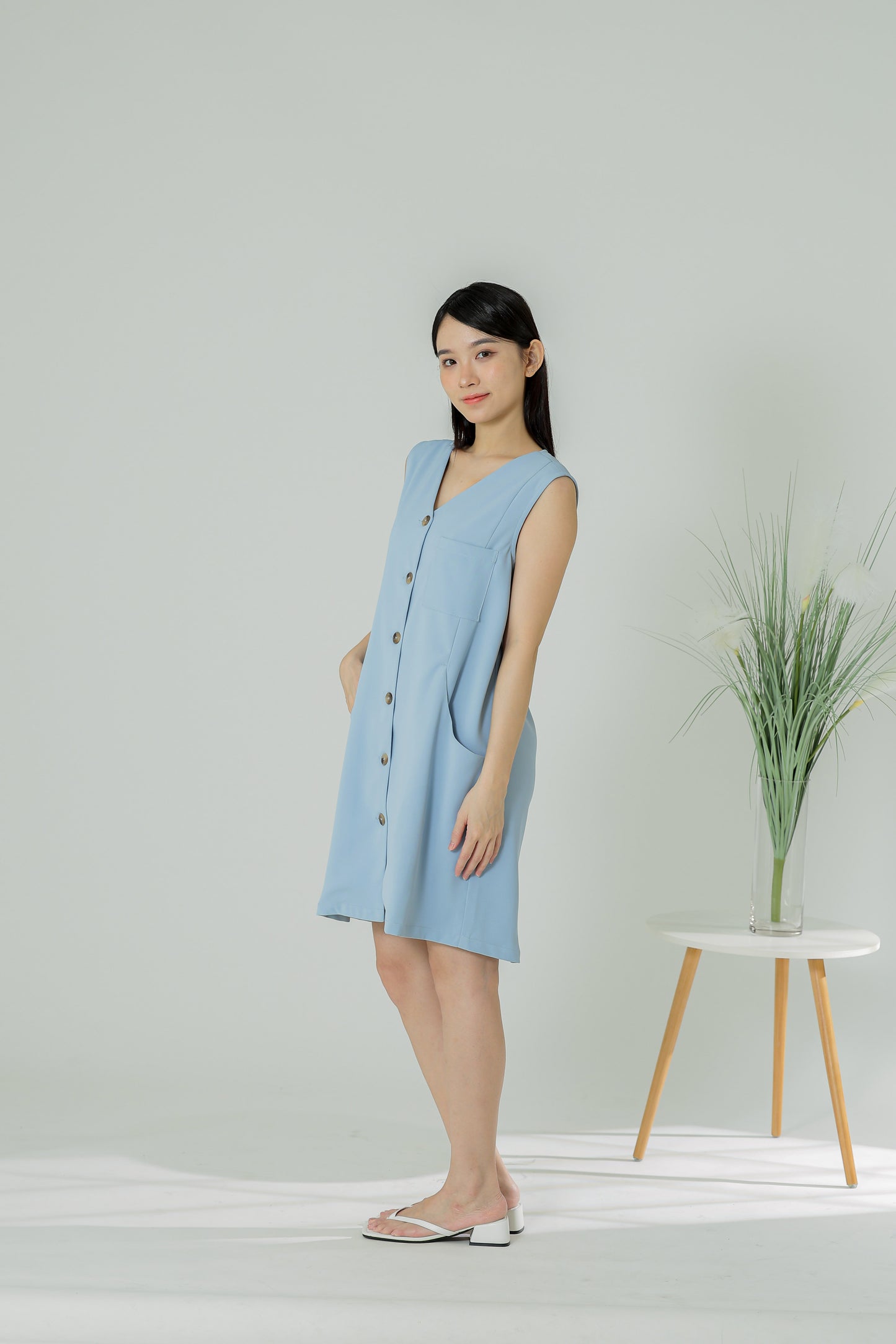 Shalom Button Down Dress - Blue