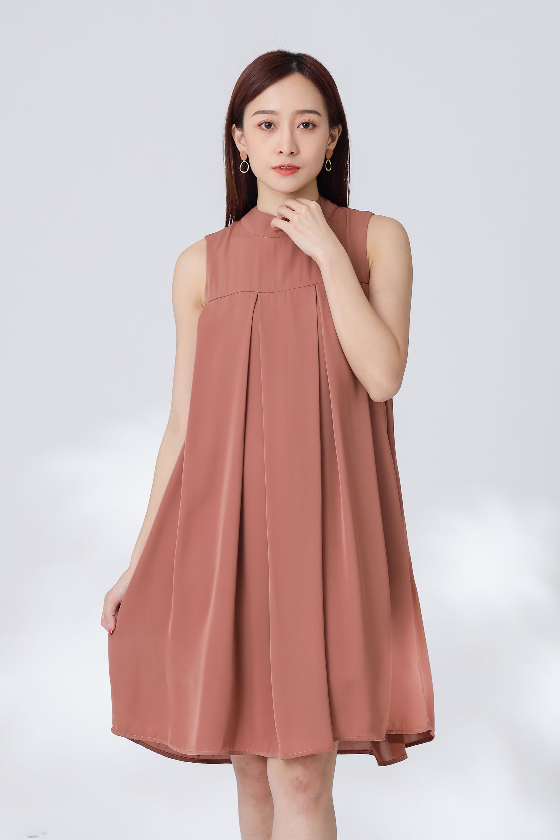 Shauna Babydoll Dress - Brown