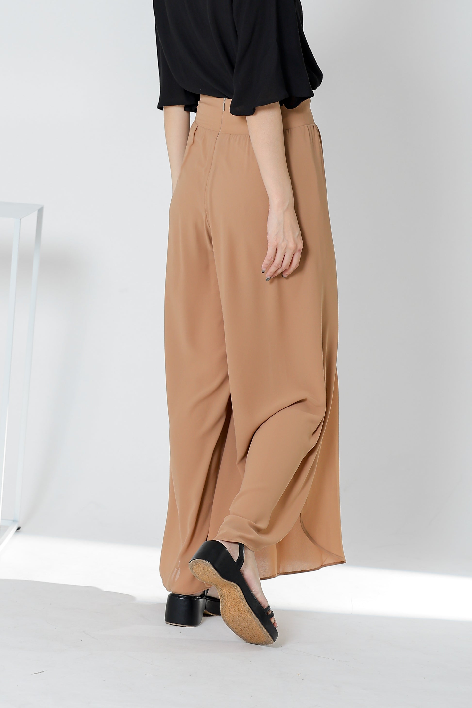 Sofia Overlapped Chiffon Skort - Khaki