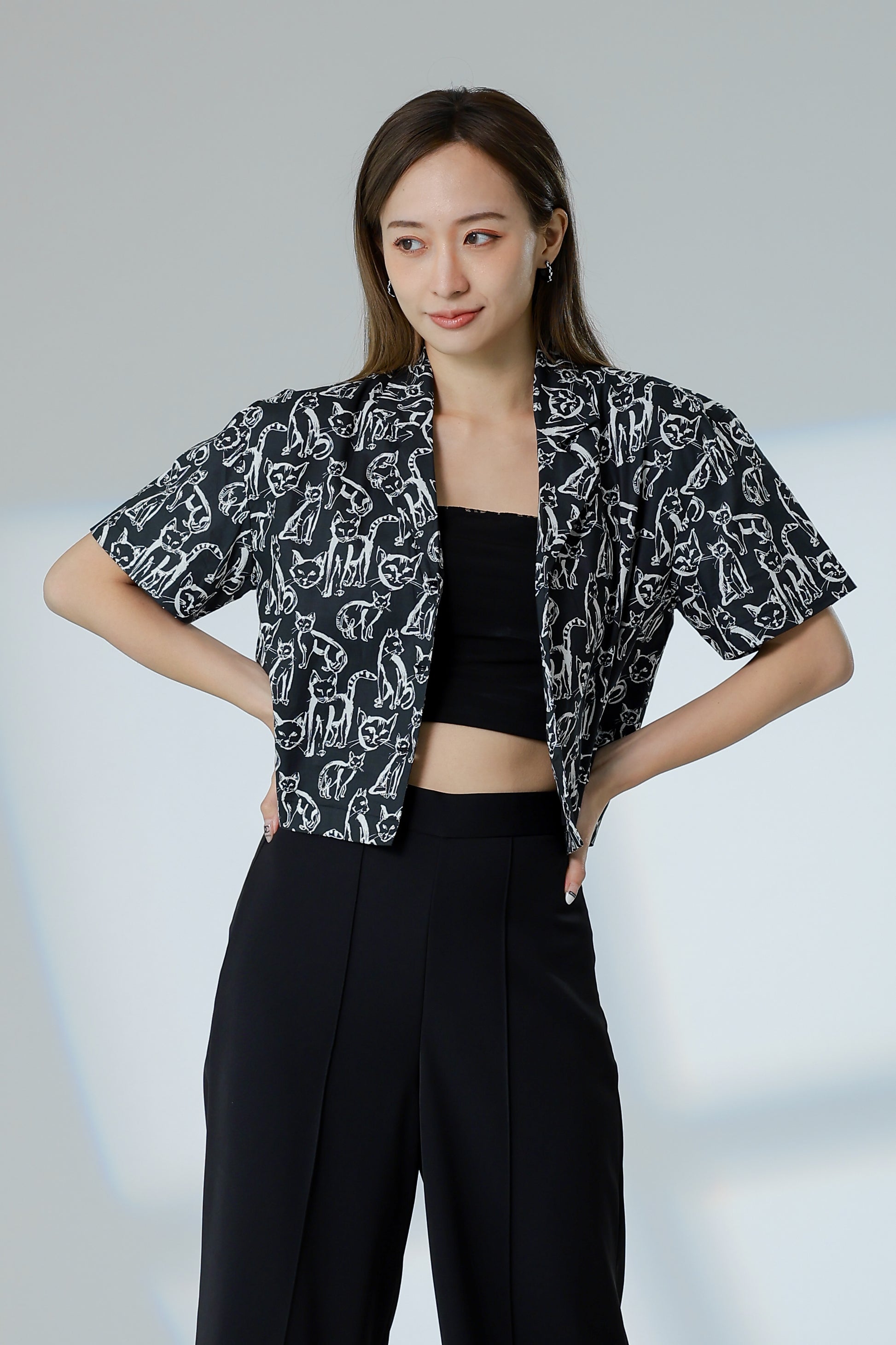 Tabitha Printed Shirt - Black