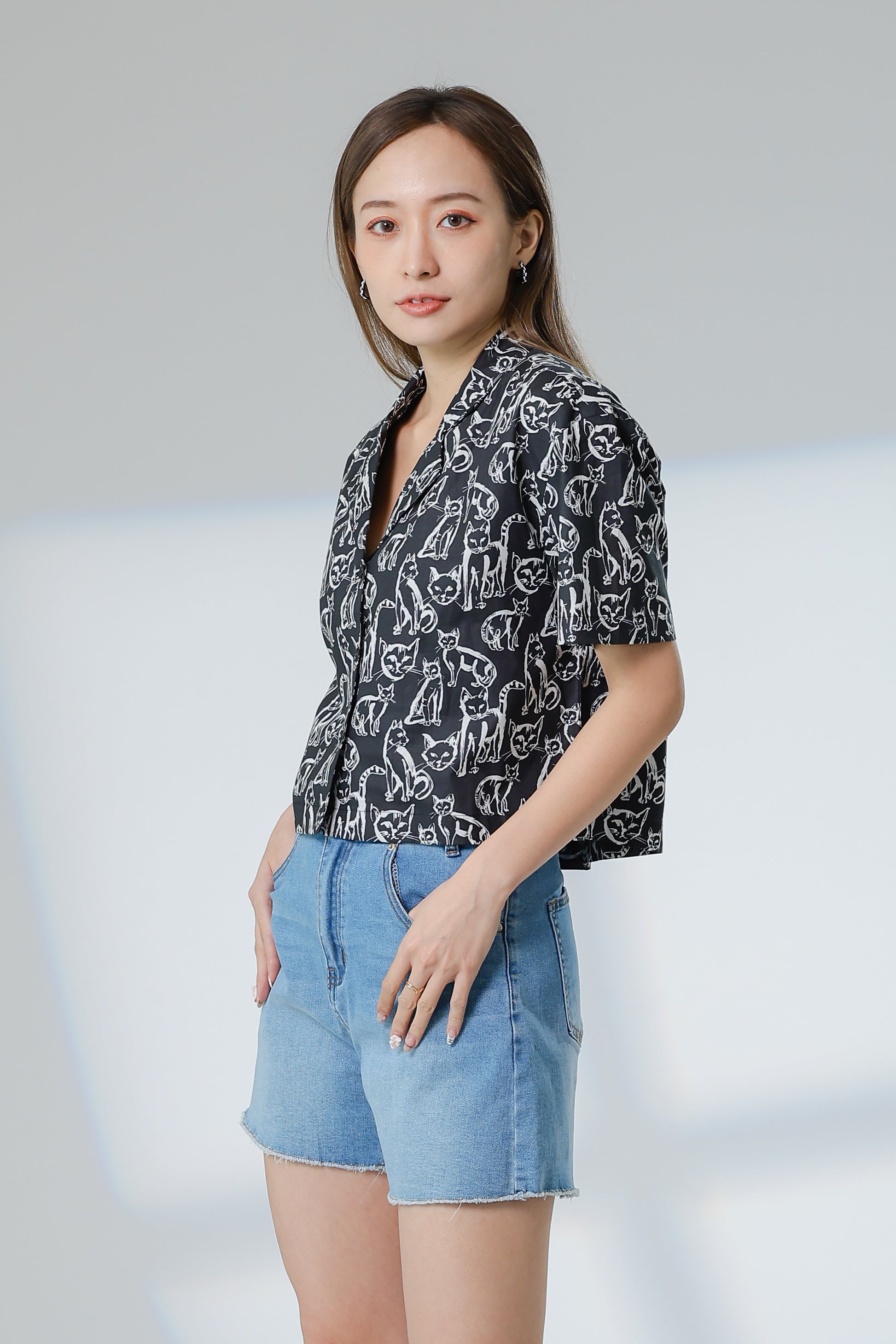 Tabitha Printed Shirt - Black