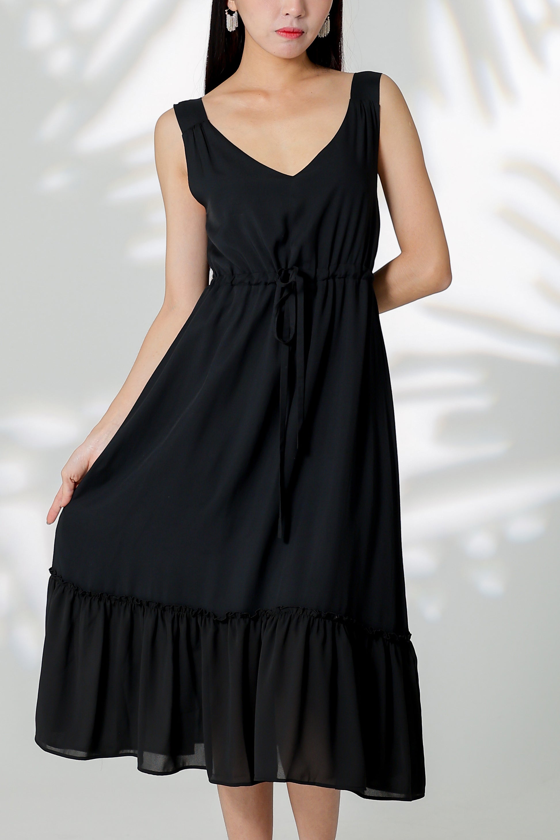 Talia Ruffles Hem Dress - Black