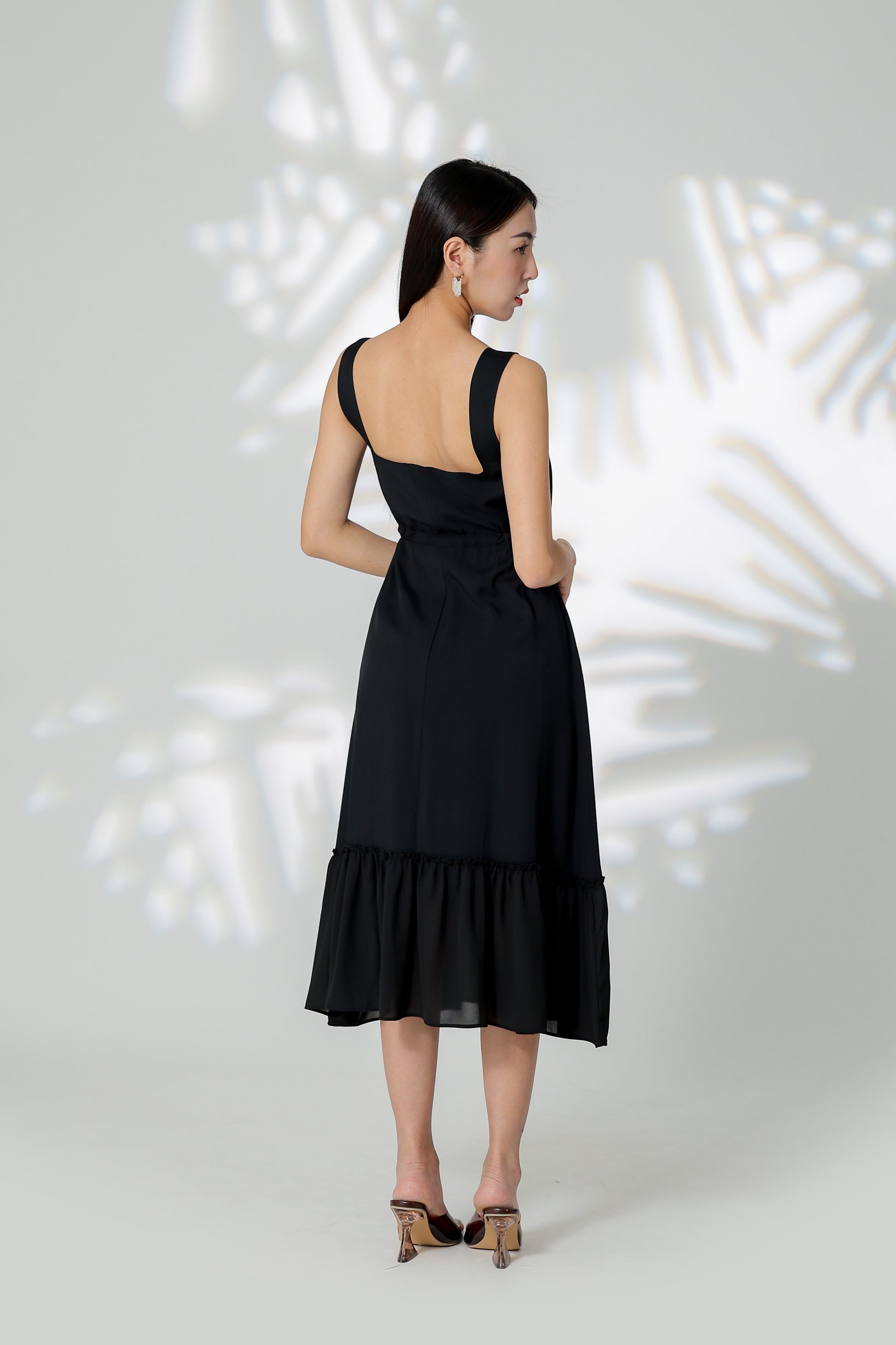 Talia Ruffles Hem Dress - Black
