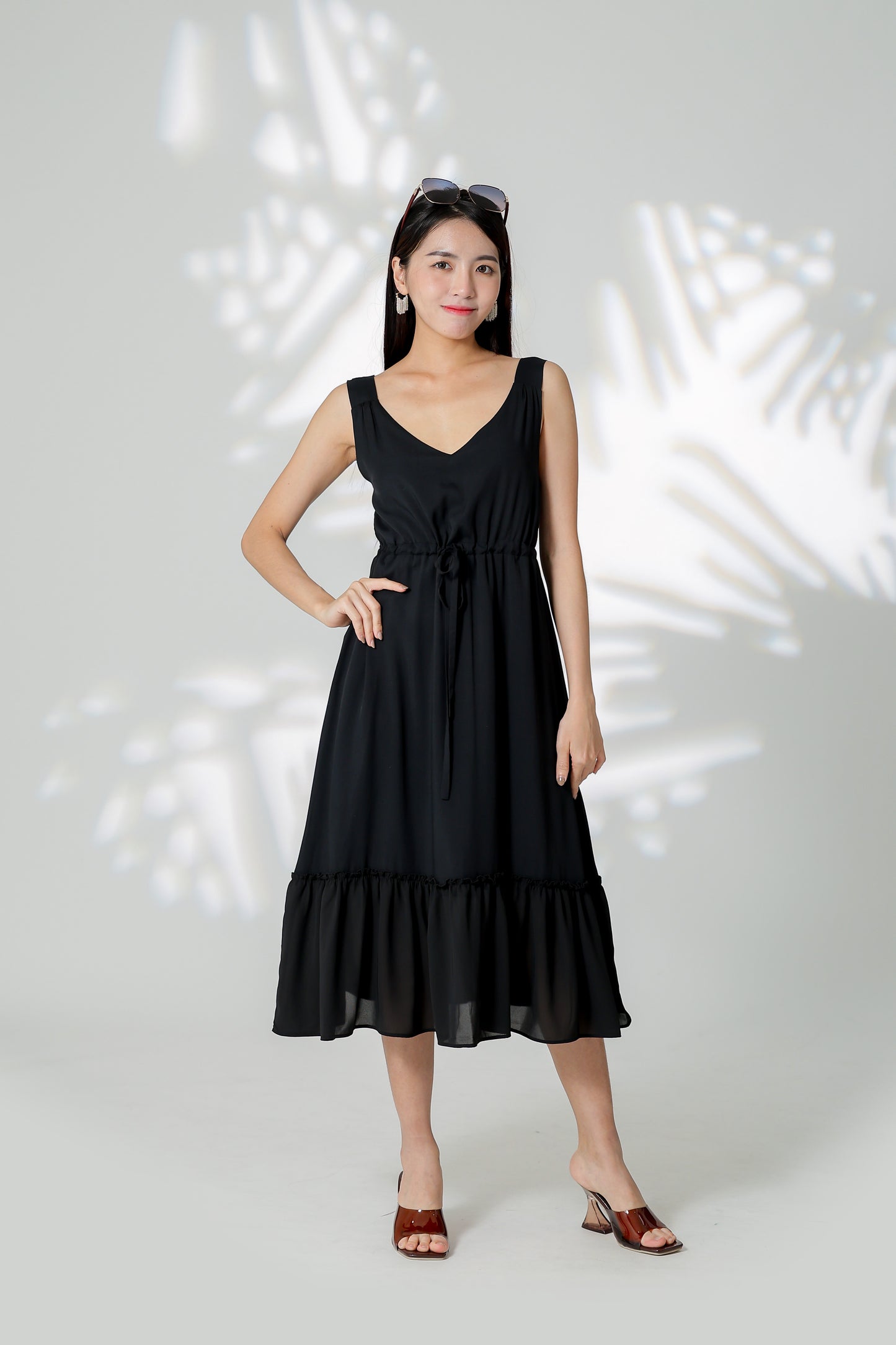 Talia Ruffles Hem Dress - Black
