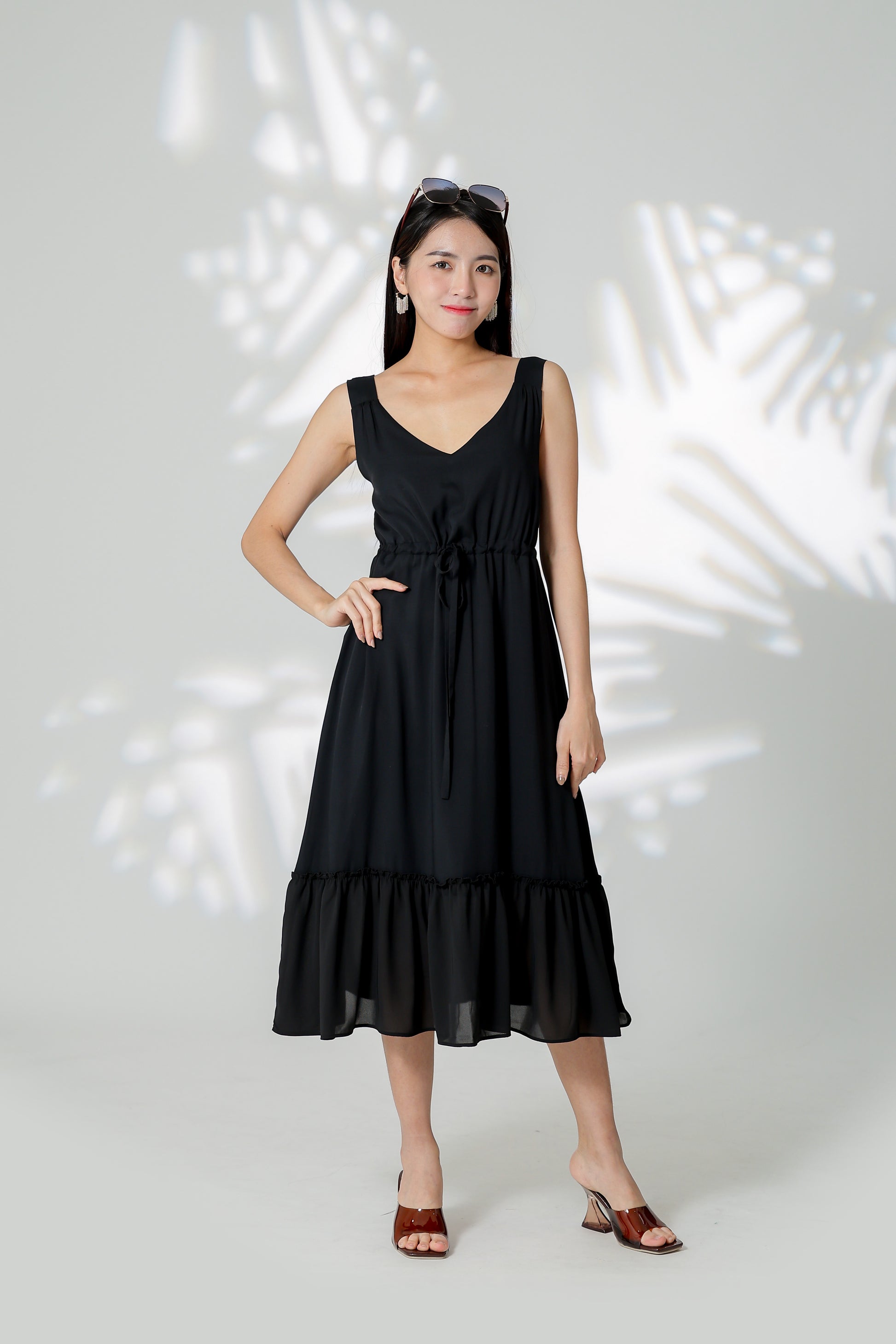 Talia Ruffles Hem Dress - Black