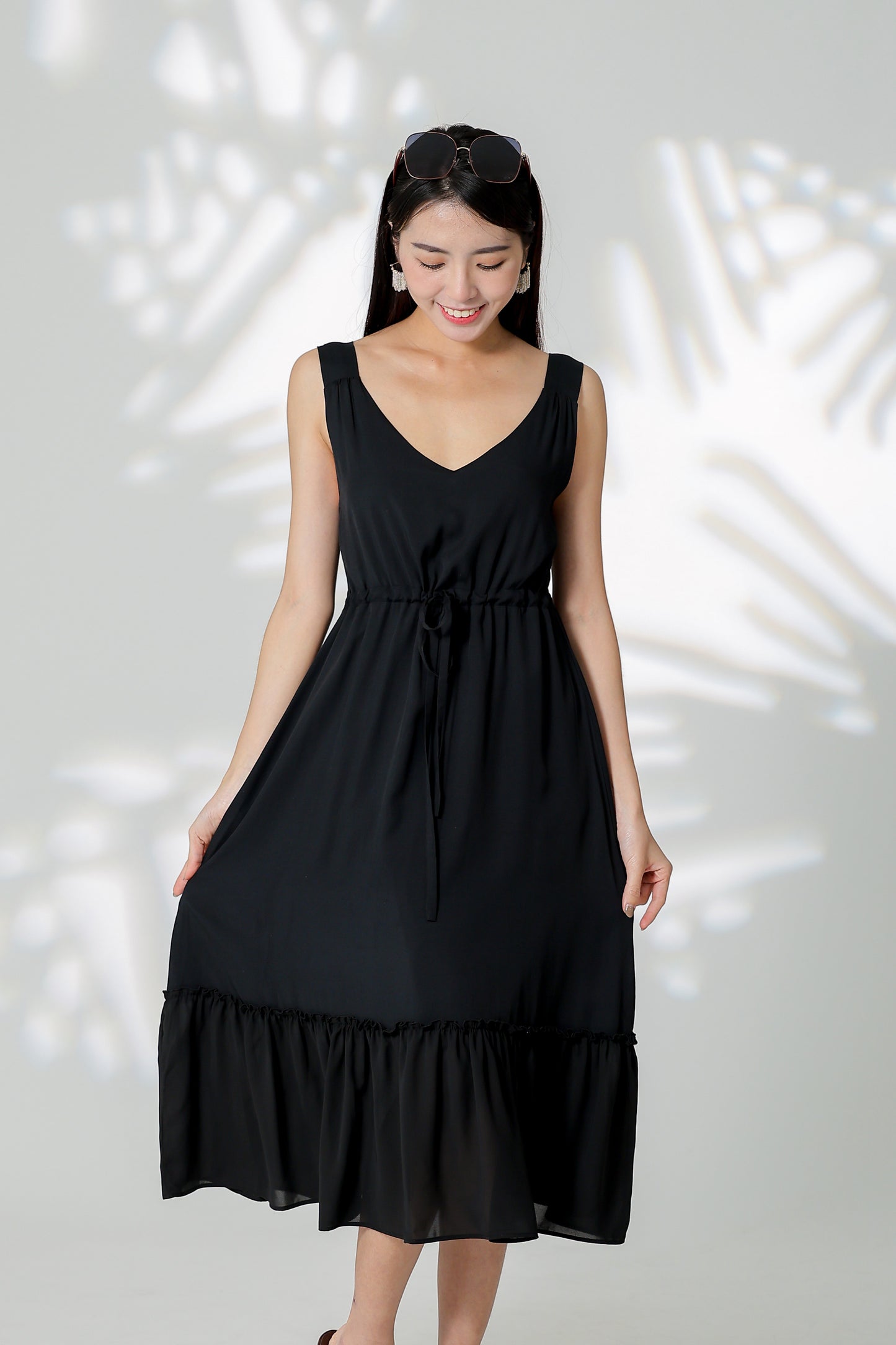 Talia Ruffles Hem Dress - Black