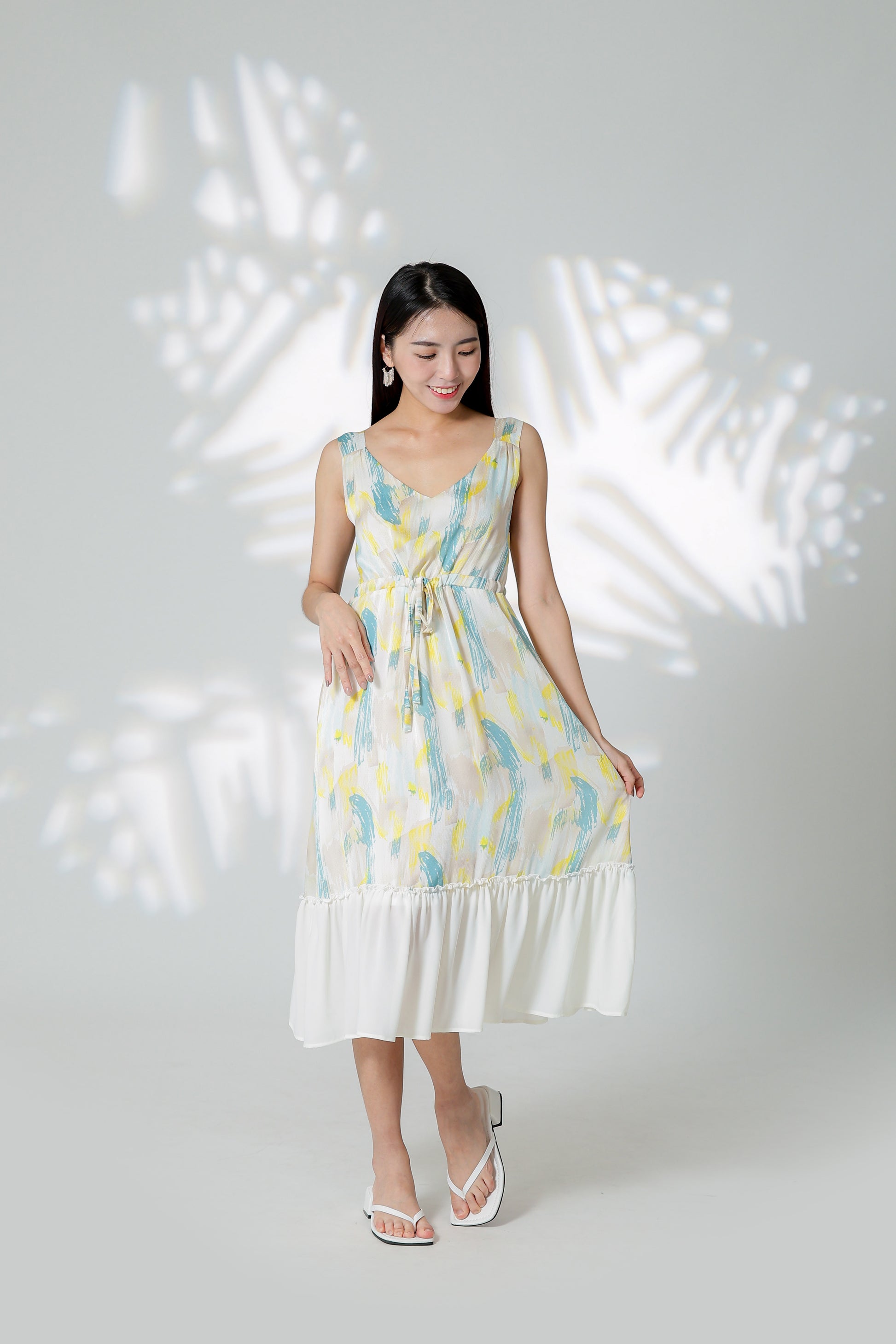 Talia Ruffles Hem Dress - Print