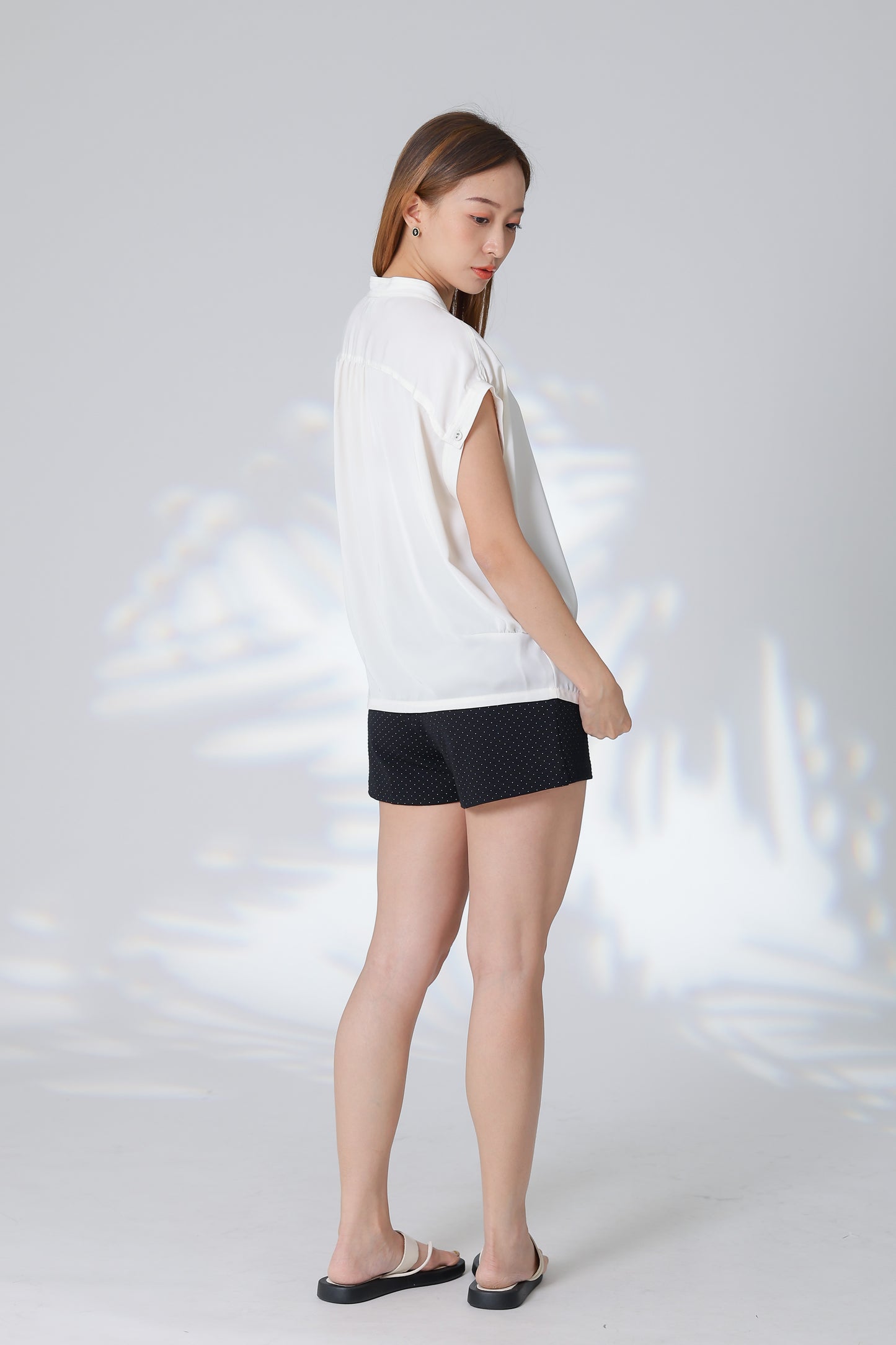 Trisa Mandarin Collar Blouse - Ivory