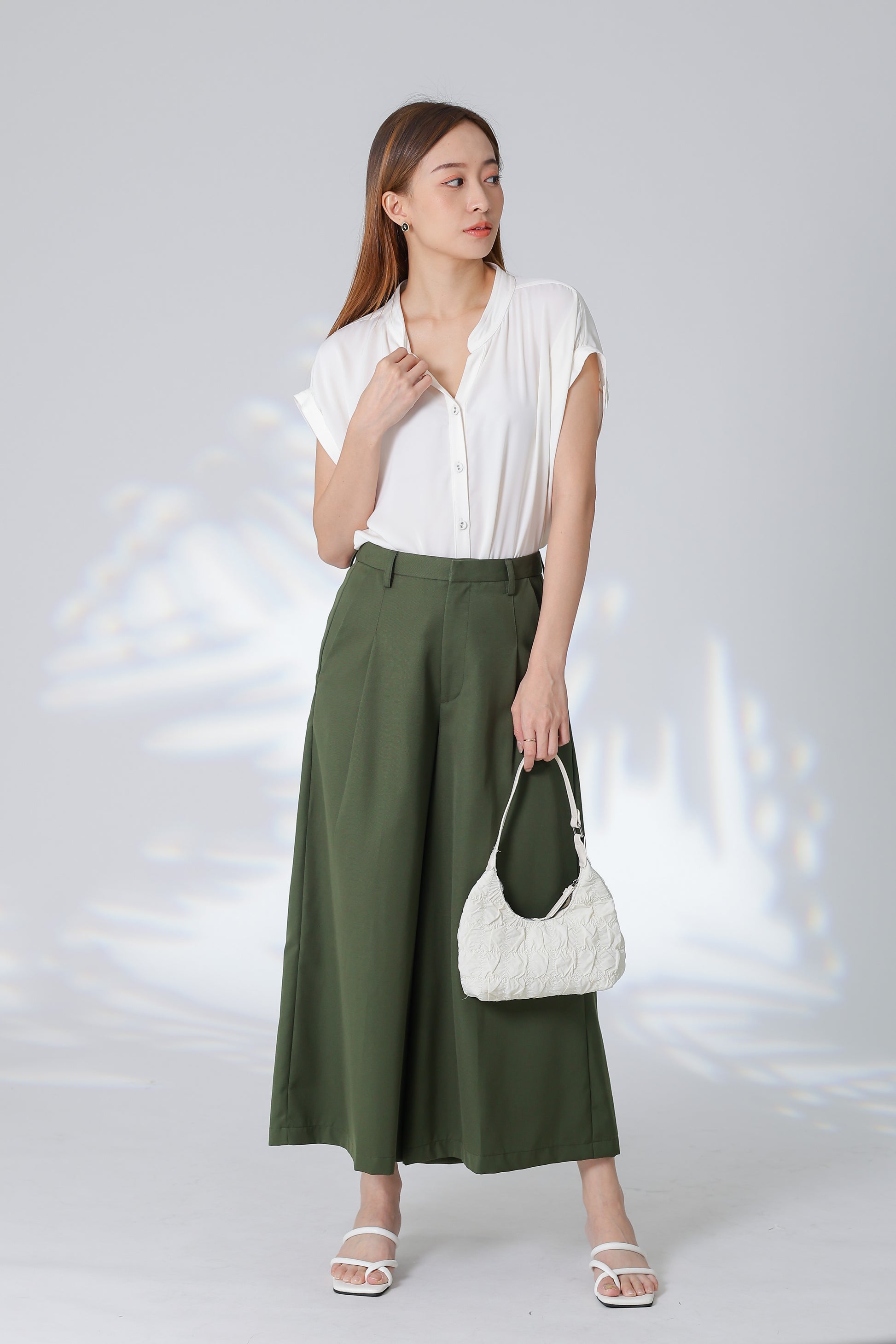 Trisa Mandarin Collar Blouse - Ivory