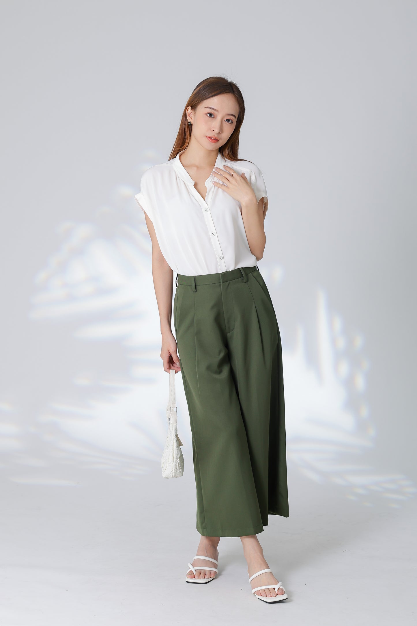 Trisa Mandarin Collar Blouse - Ivory