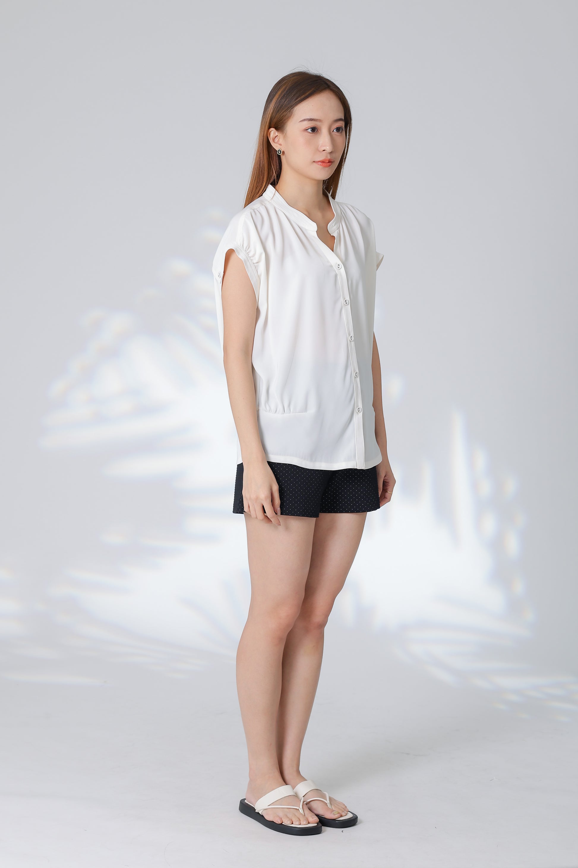 Trisa Mandarin Collar Blouse - Ivory