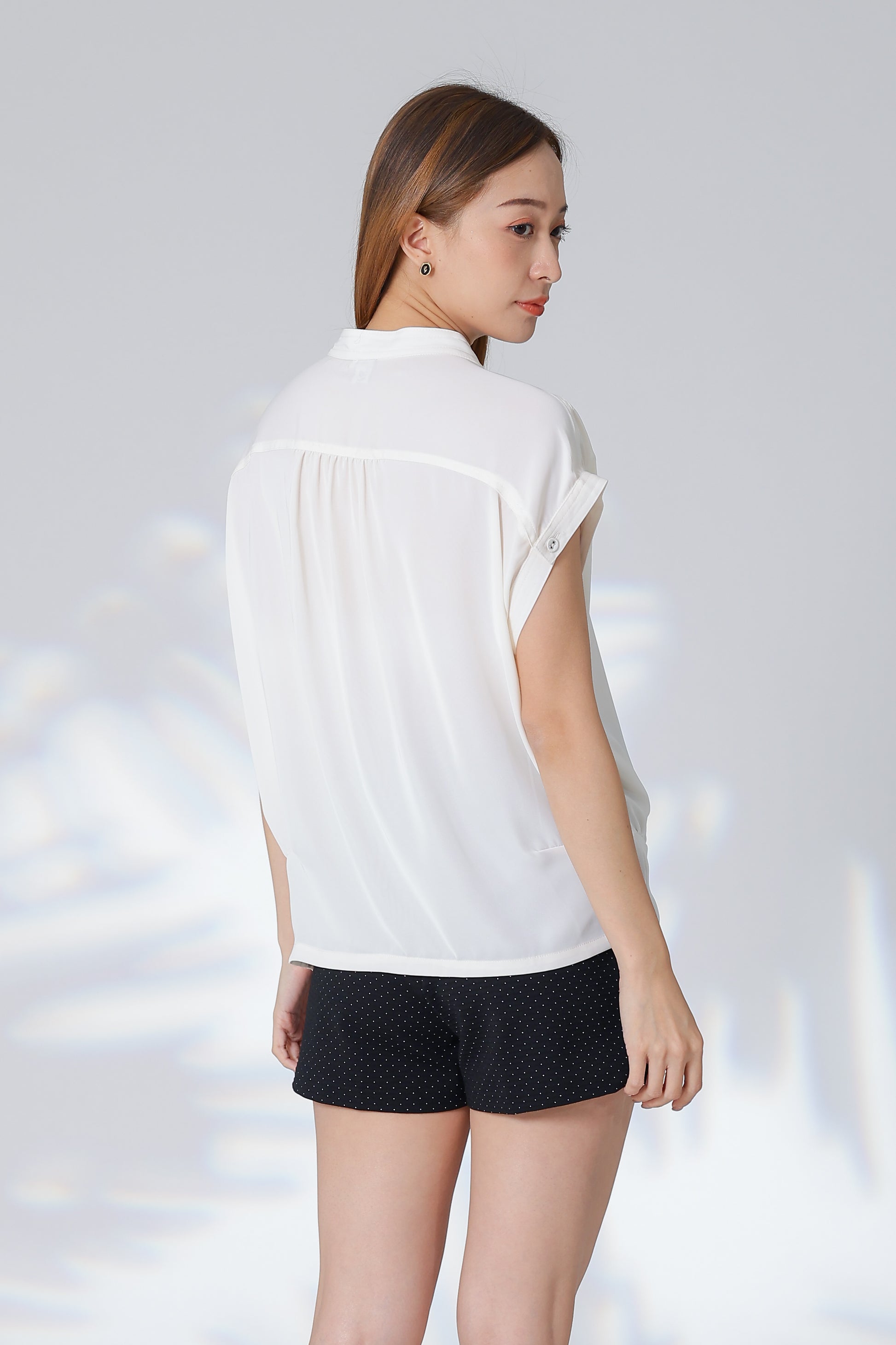 Trisa Mandarin Collar Blouse - Ivory