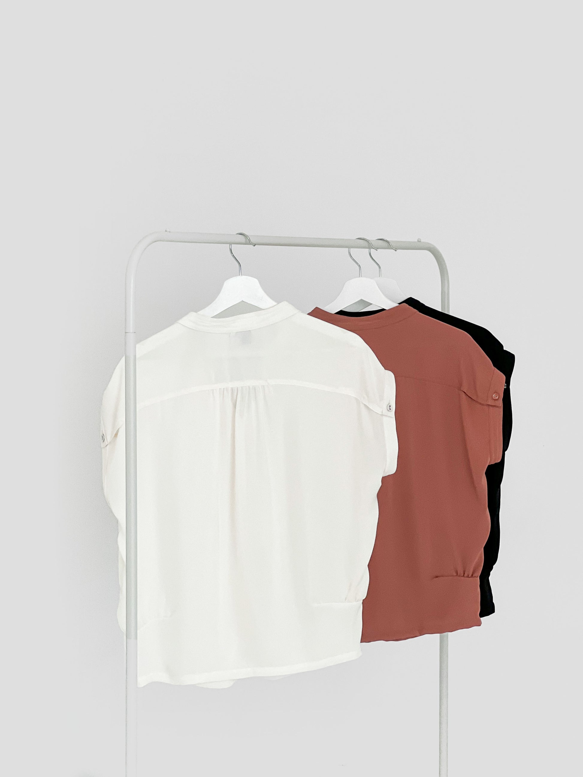 Trisa Mandarin Collar Blouse - Brown