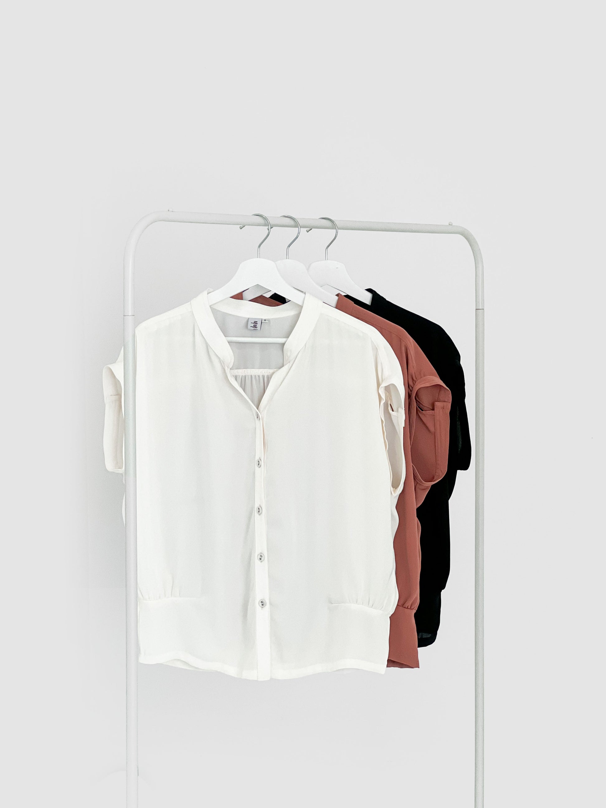Trisa Mandarin Collar Blouse - Black
