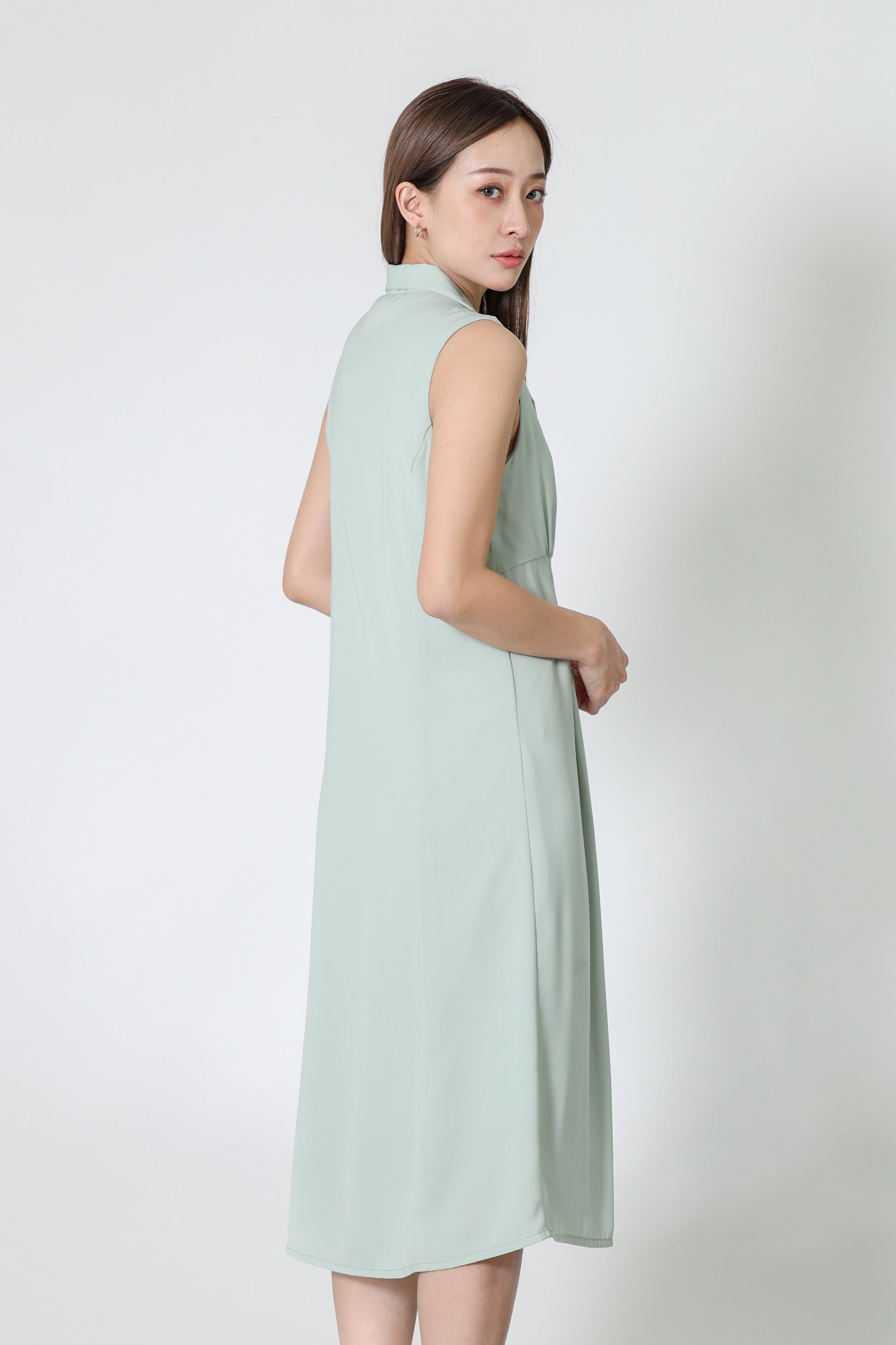 Valene Button-Down Collared Dress - Mint