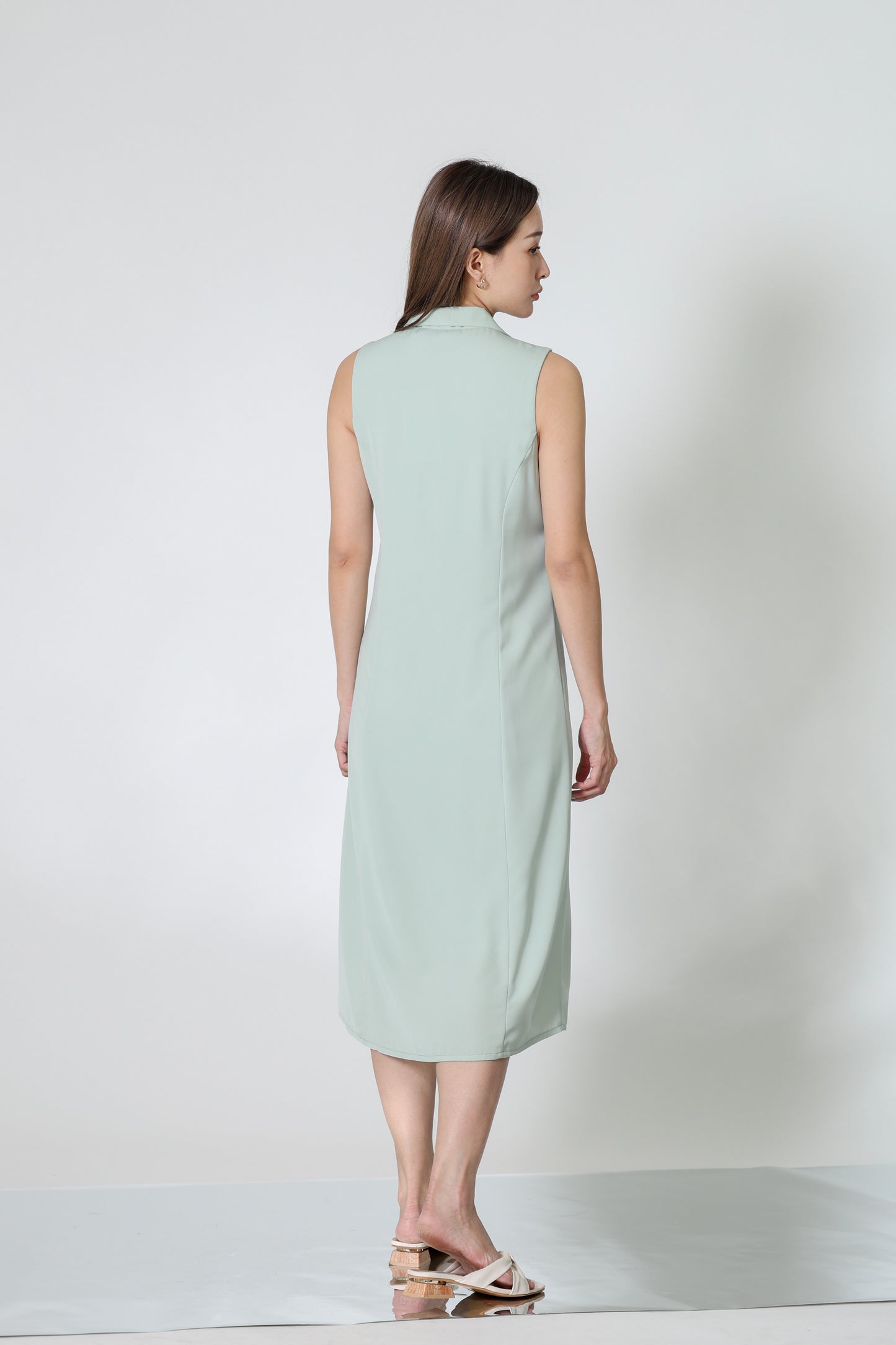 Valene Button-Down Collared Dress - Mint