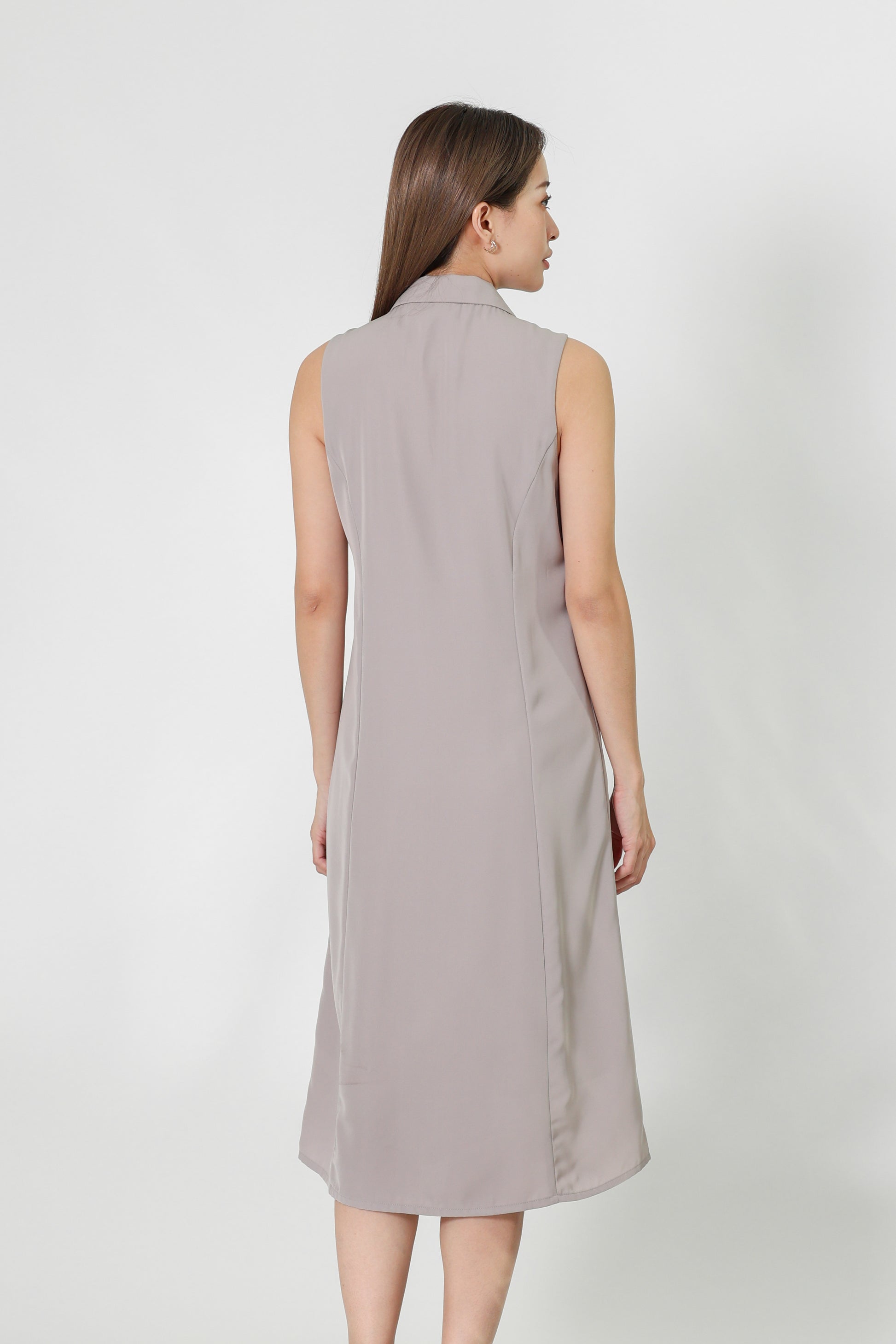Valene Button-Down Collared Dress - Oat