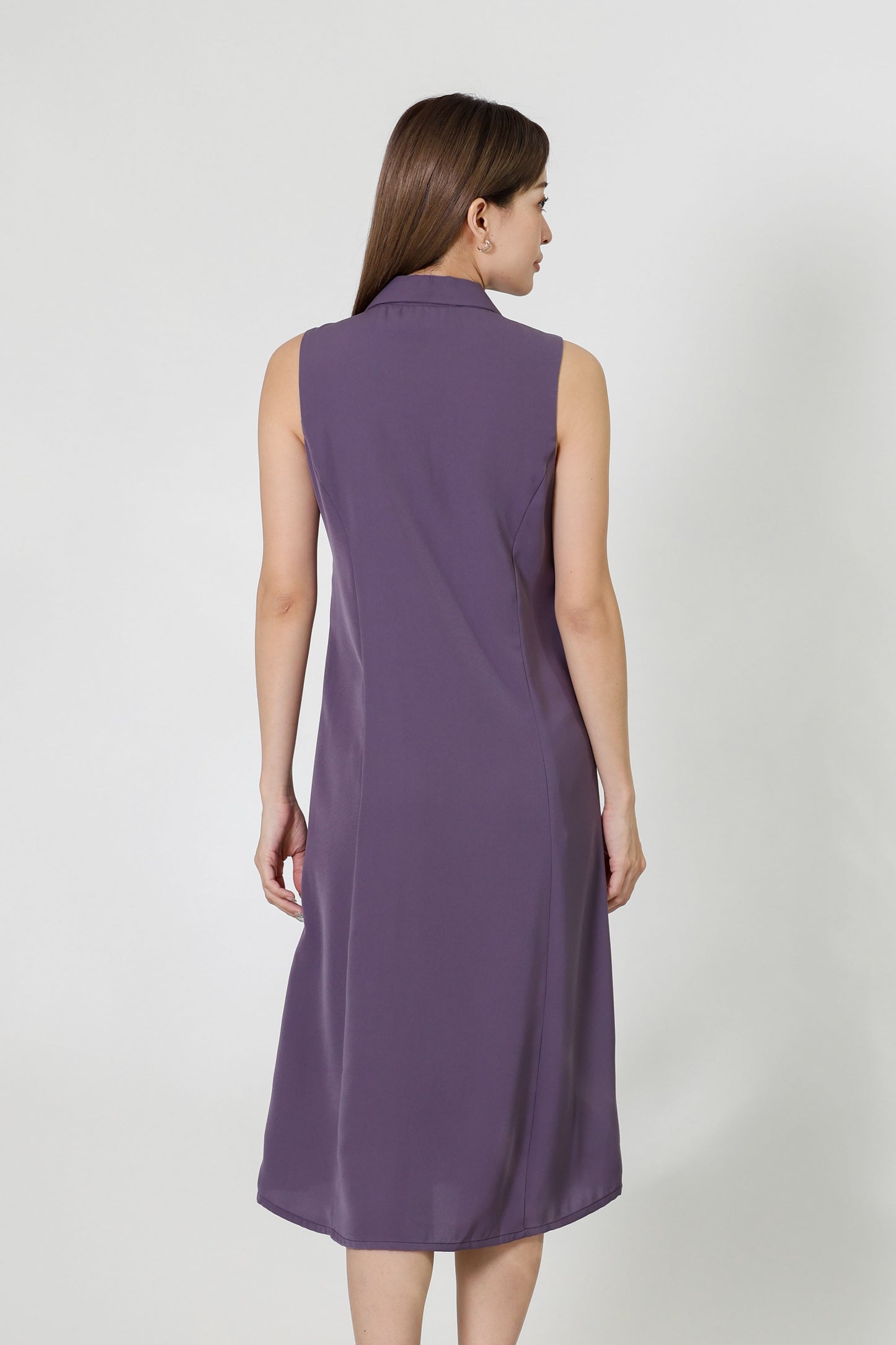 Valene Button-Down Collared Dress - Lavender