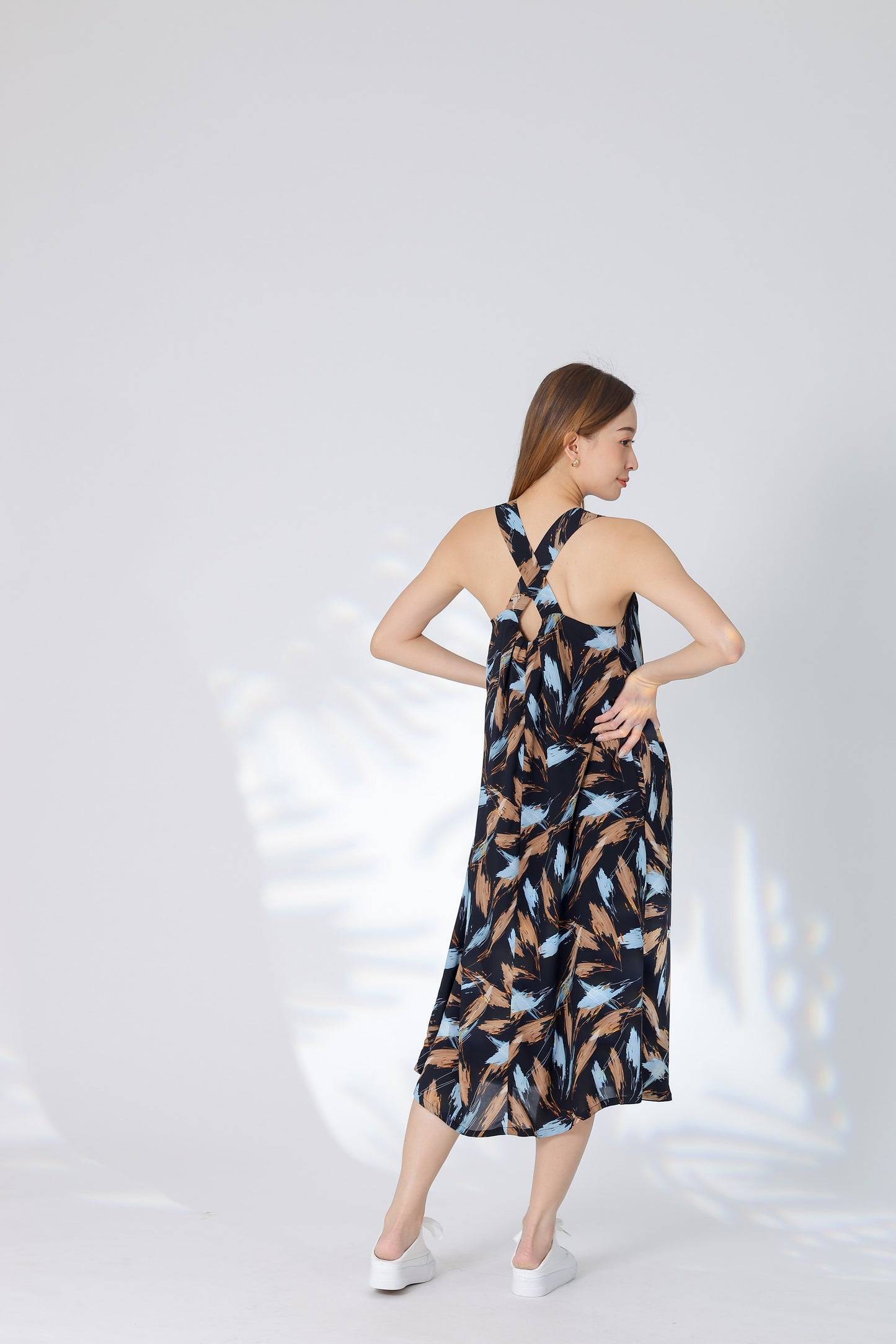 Verena Cross-Back Midi Dress - Black
