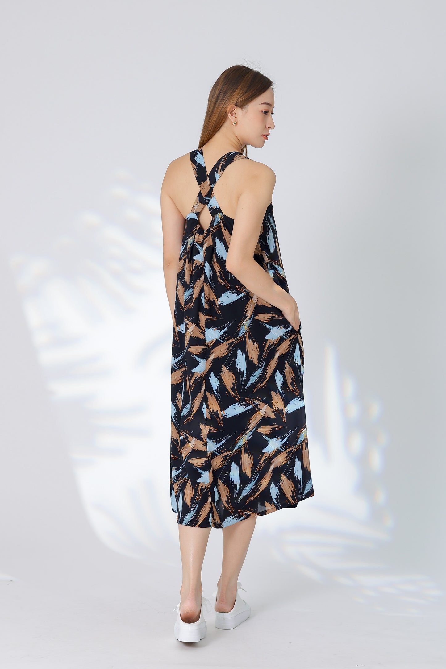 Verena Cross-Back Midi Dress - Black