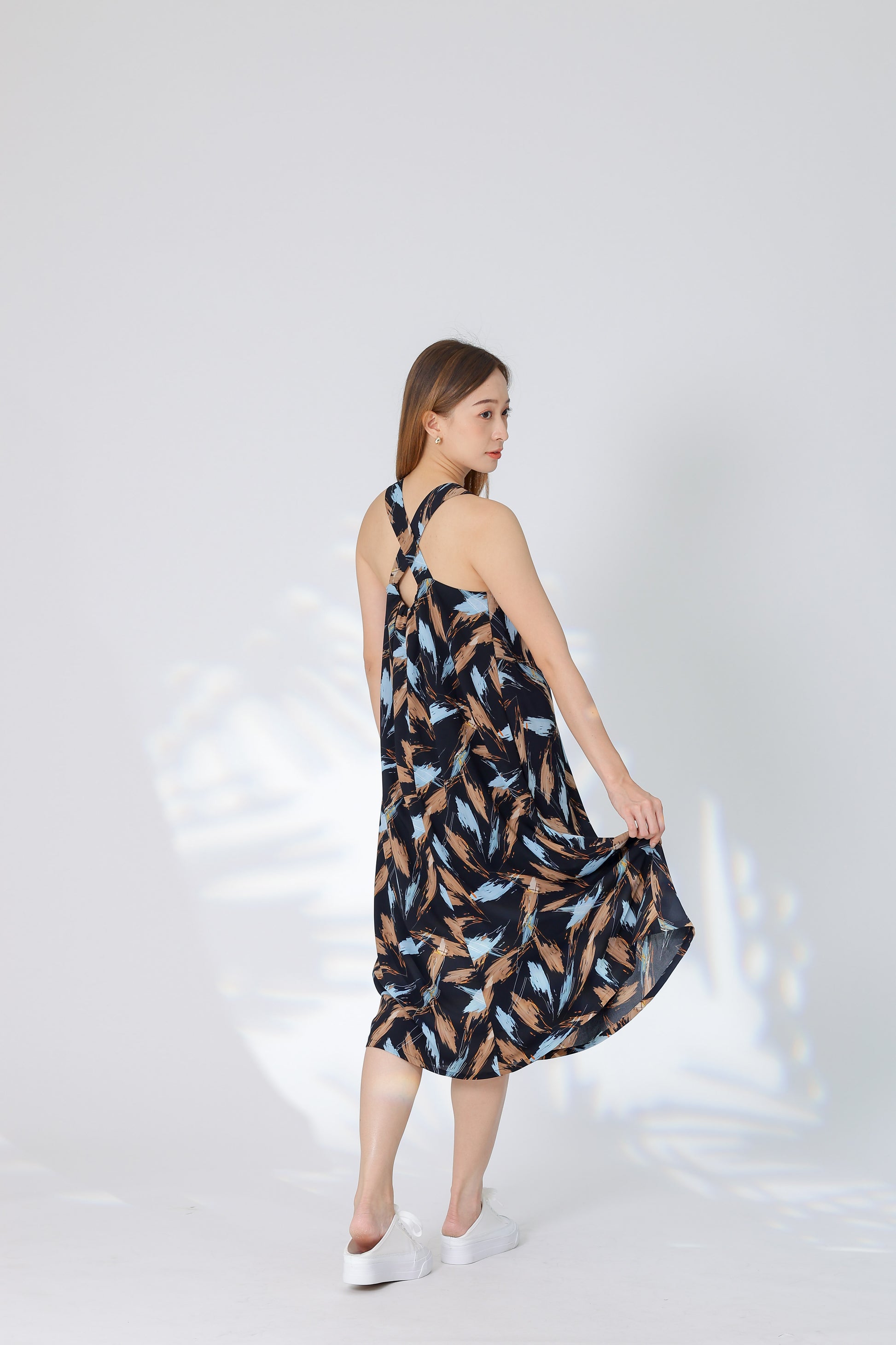 Verena Cross-Back Midi Dress - Black