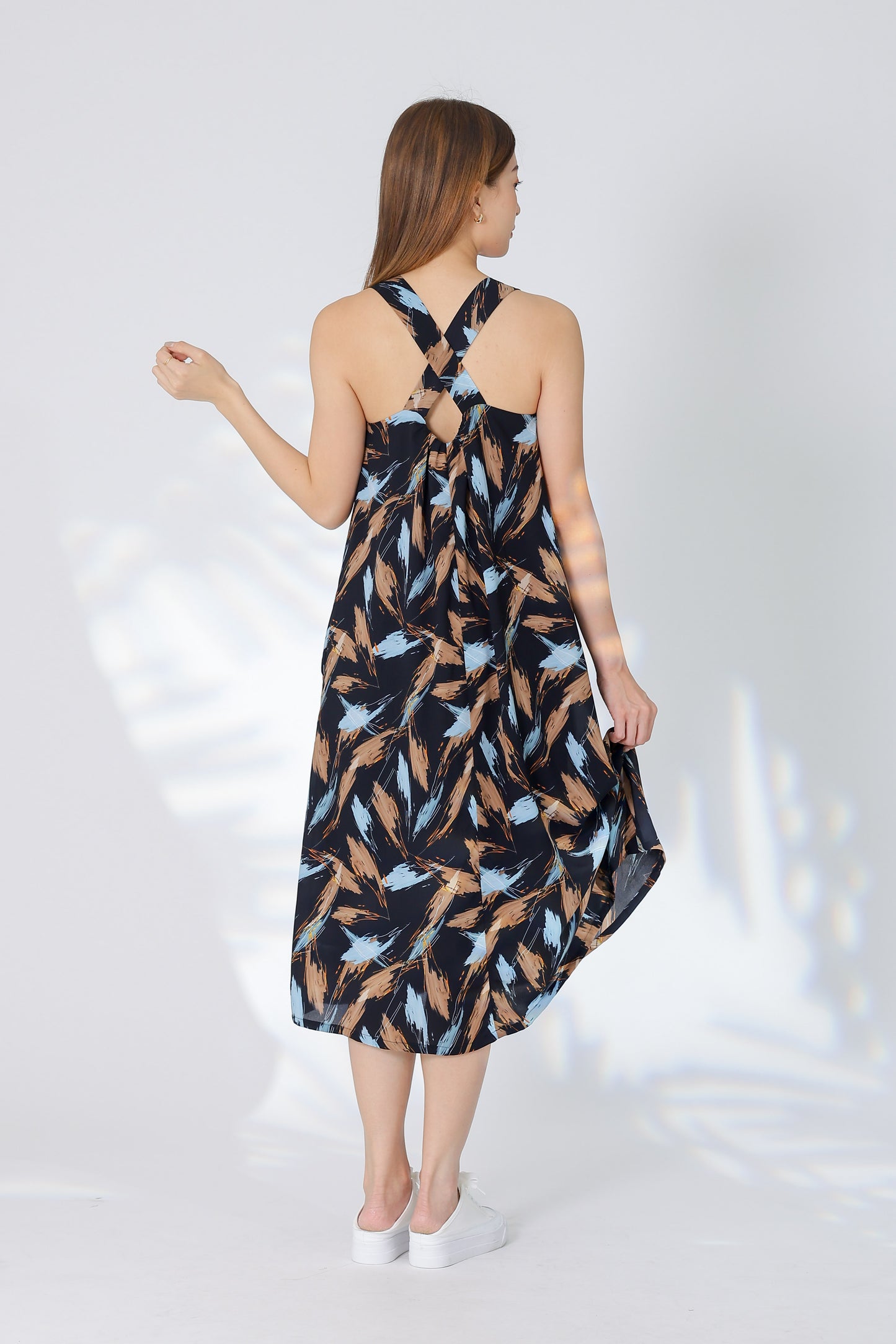 Verena Cross-Back Midi Dress - Black