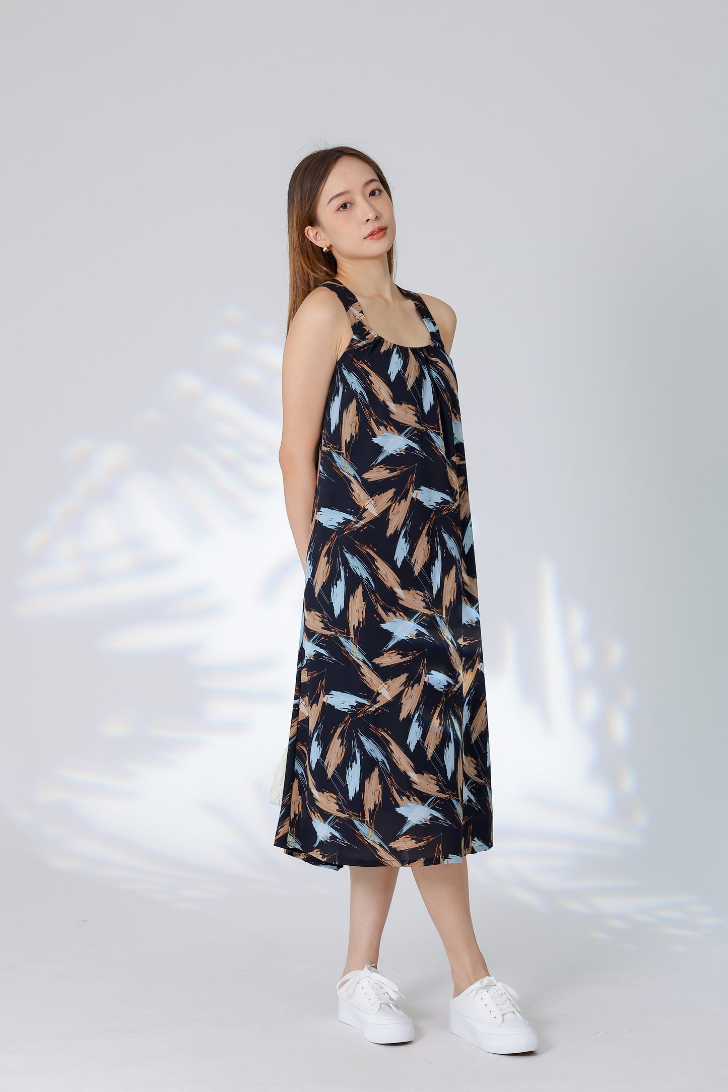 Verena Cross-Back Midi Dress - Black