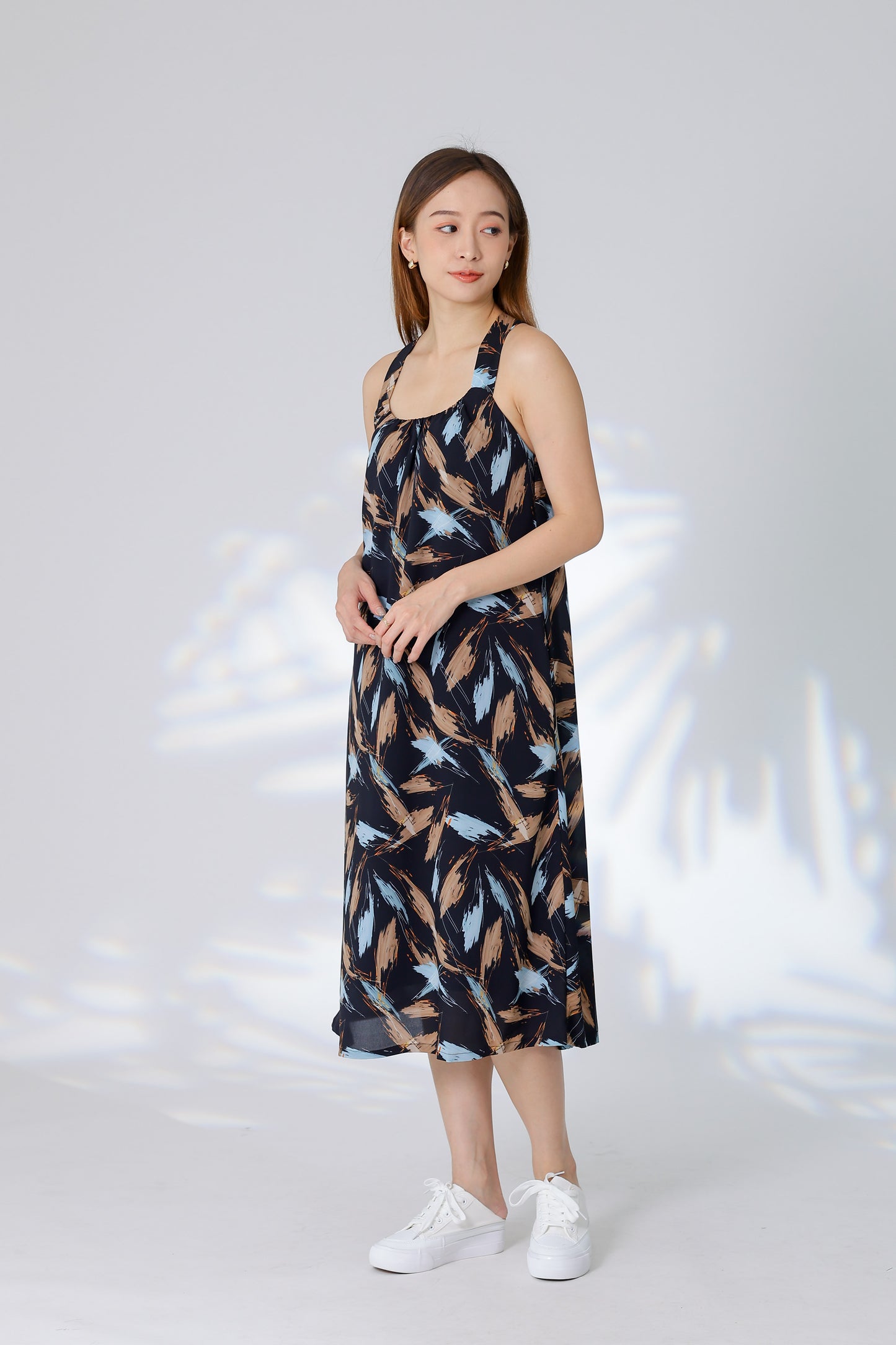 Verena Cross-Back Midi Dress - Black