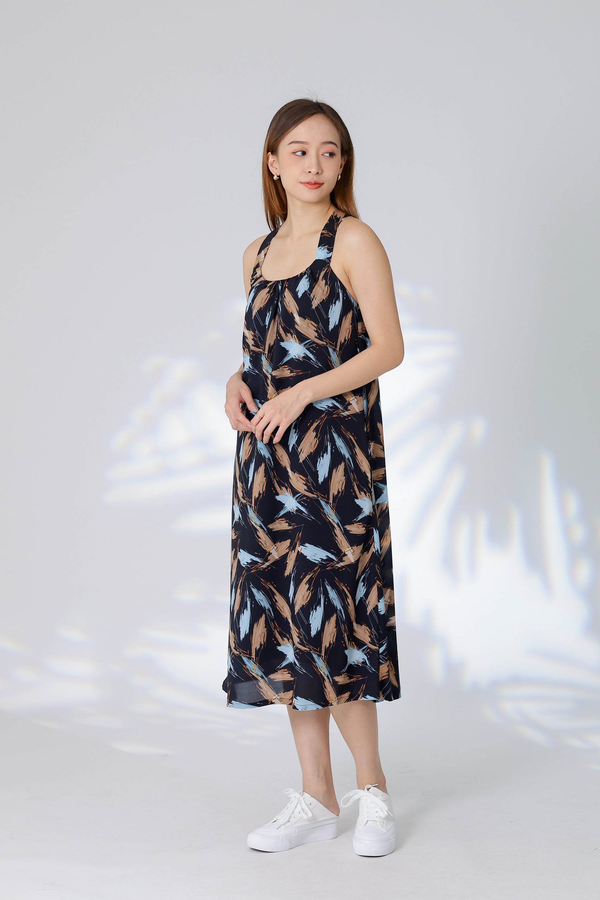 Verena Cross-Back Midi Dress - Black