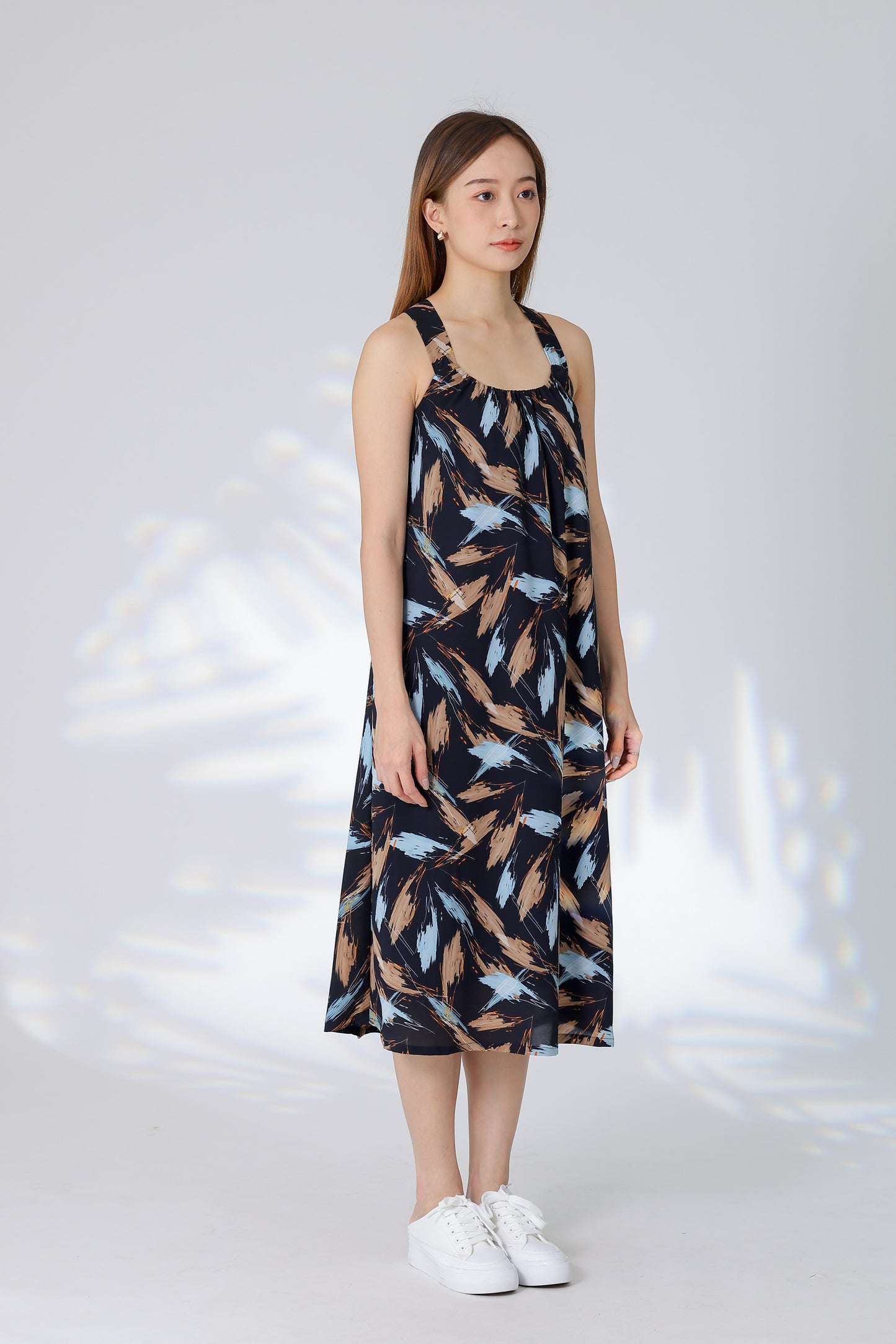 Verena Cross-Back Midi Dress - Black
