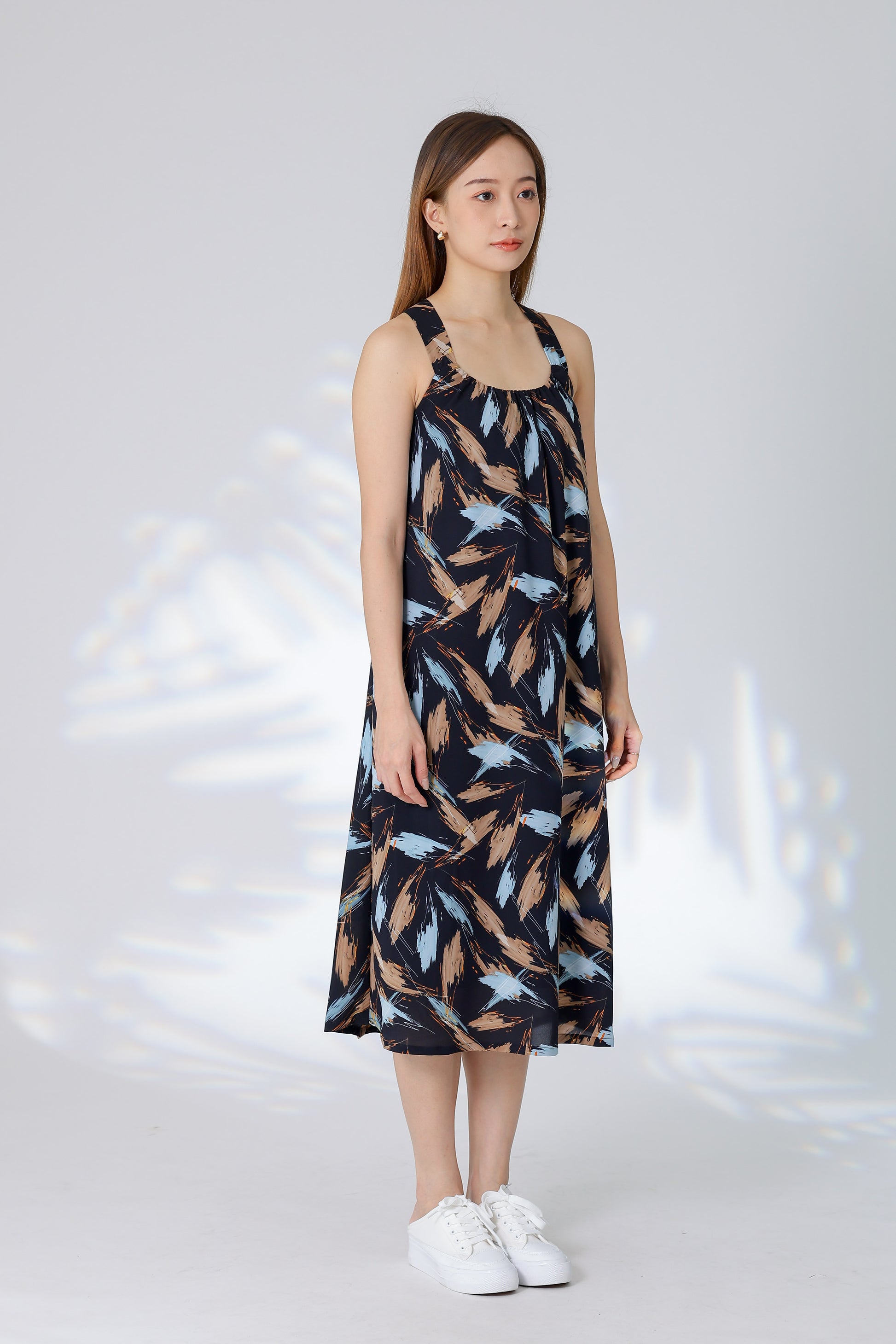 Verena Cross-Back Midi Dress - Black