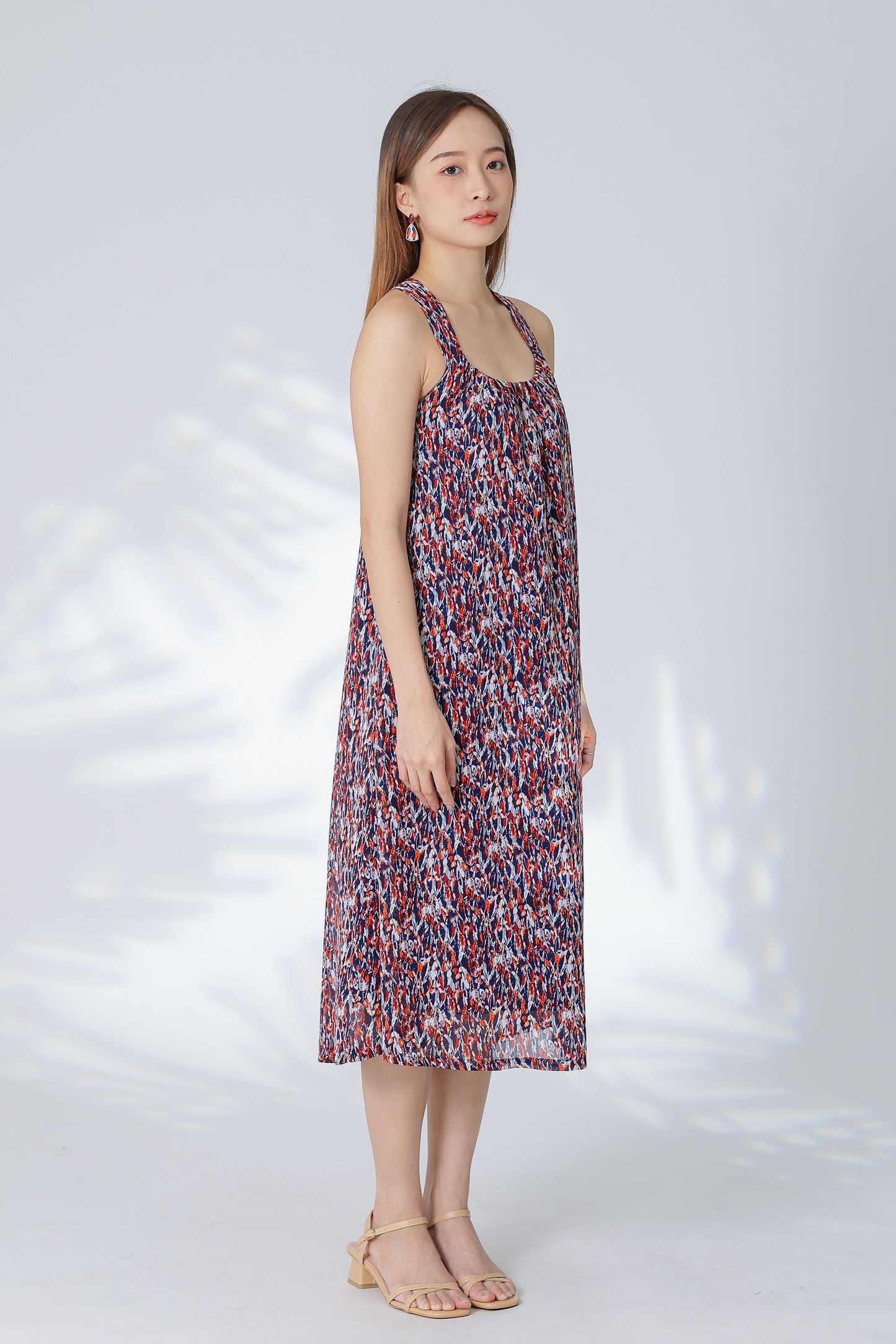 Verena Cross-Back Midi Dress - Blue/Red