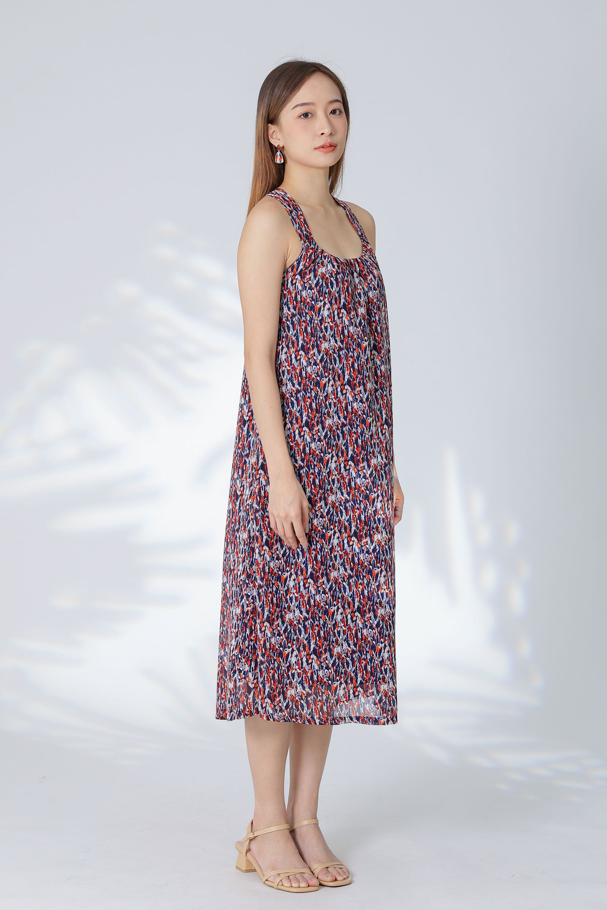 Verena Cross-Back Midi Dress - Blue/Red