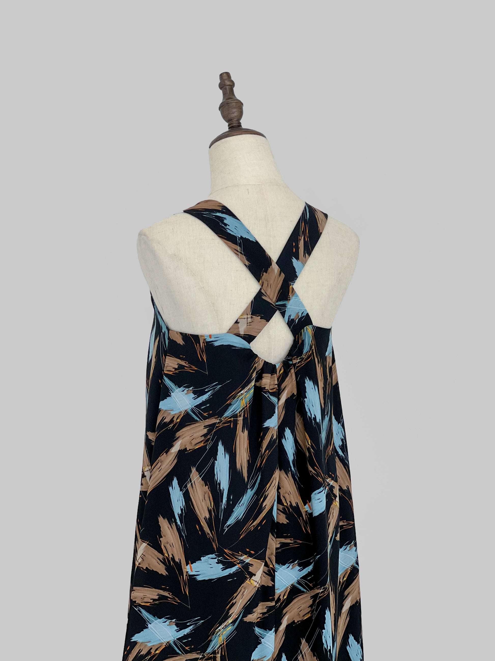 Verena Cross-Back Midi Dress - Black