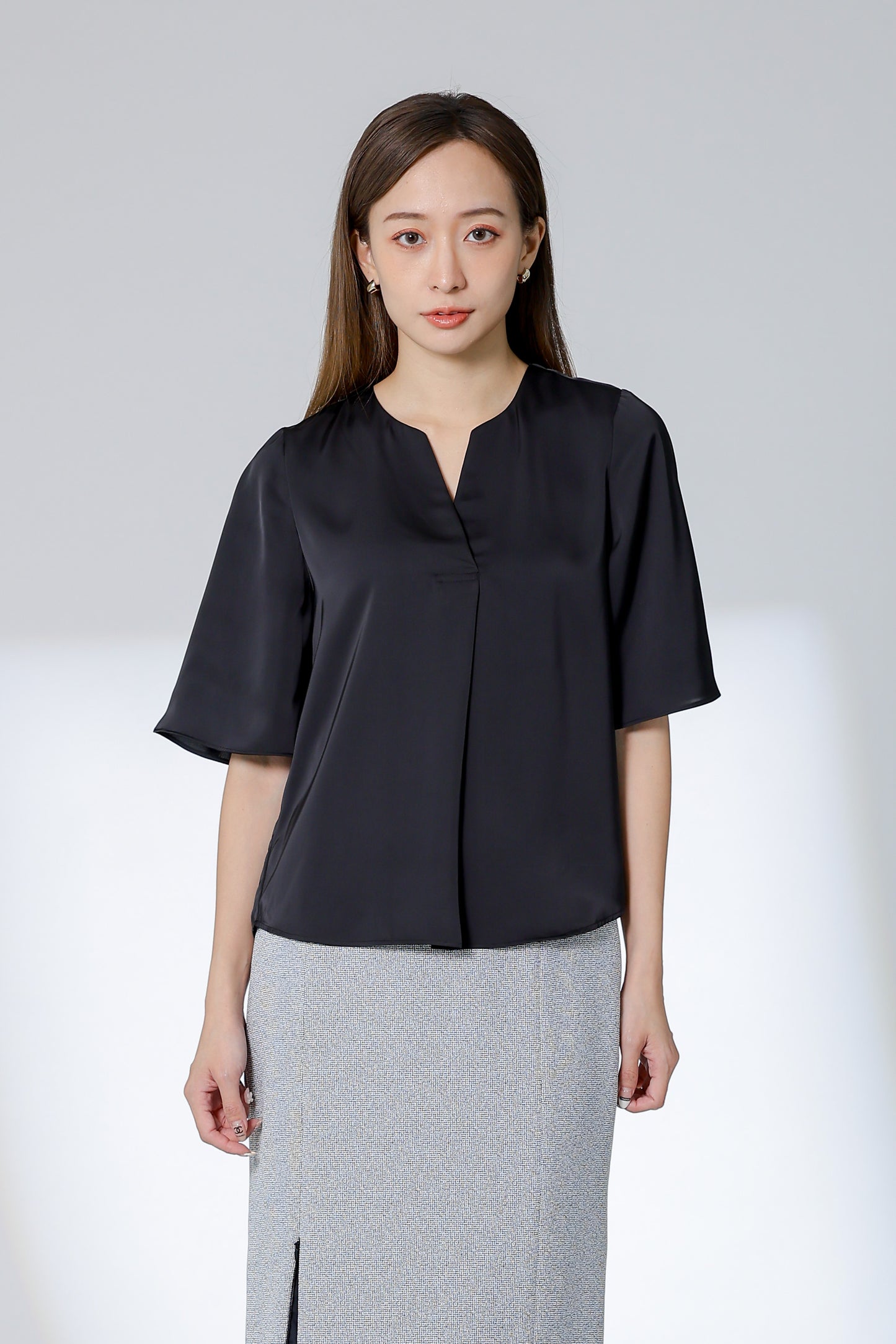 Wilma Satin Top - Black
