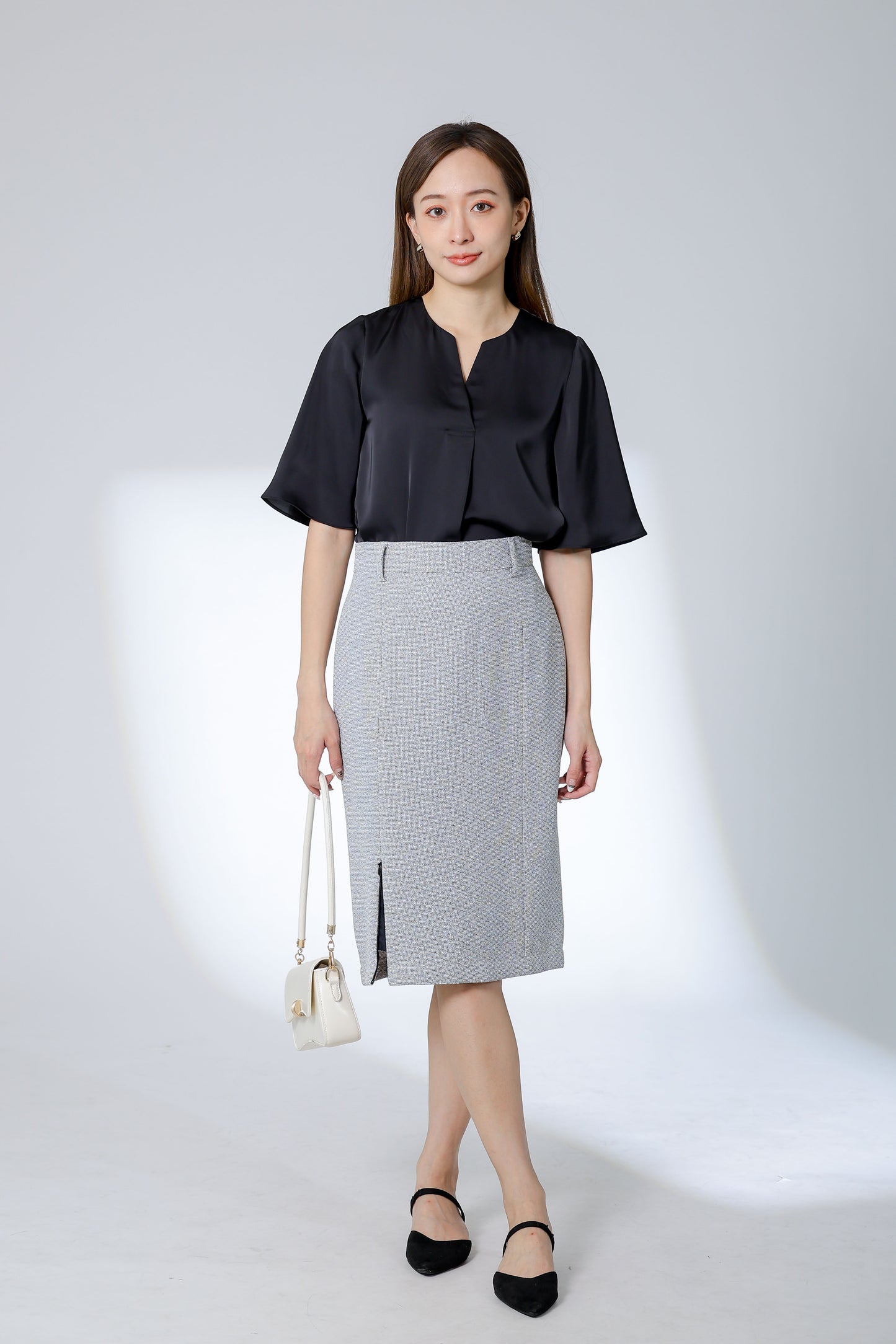 Wilma Satin Top - Black