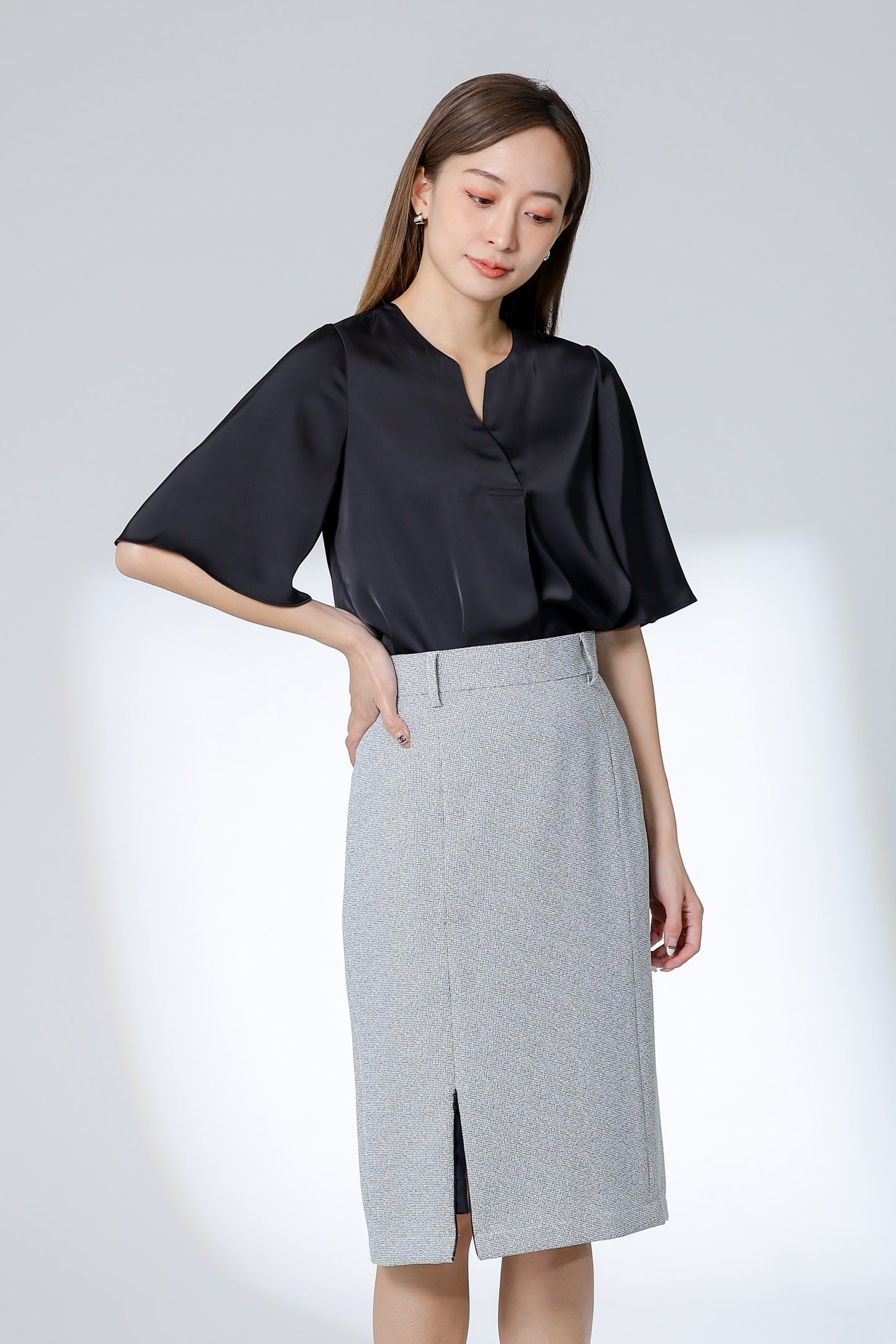 Wilma Satin Top - Black