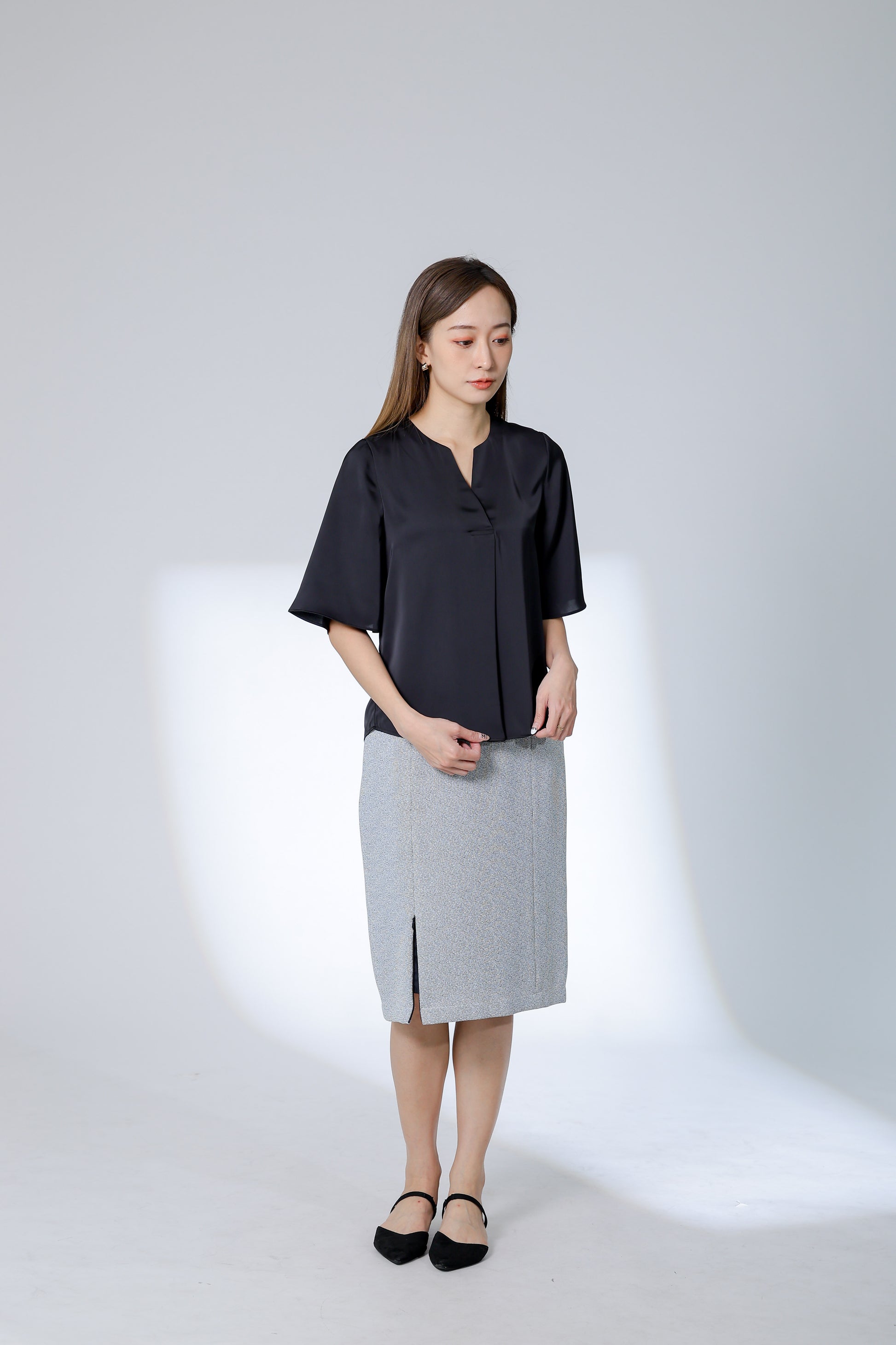 Wilma Satin Top - Black