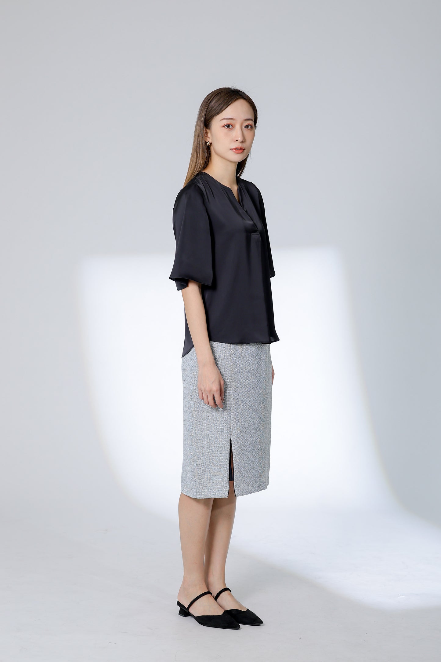 Wilma Satin Top - Black