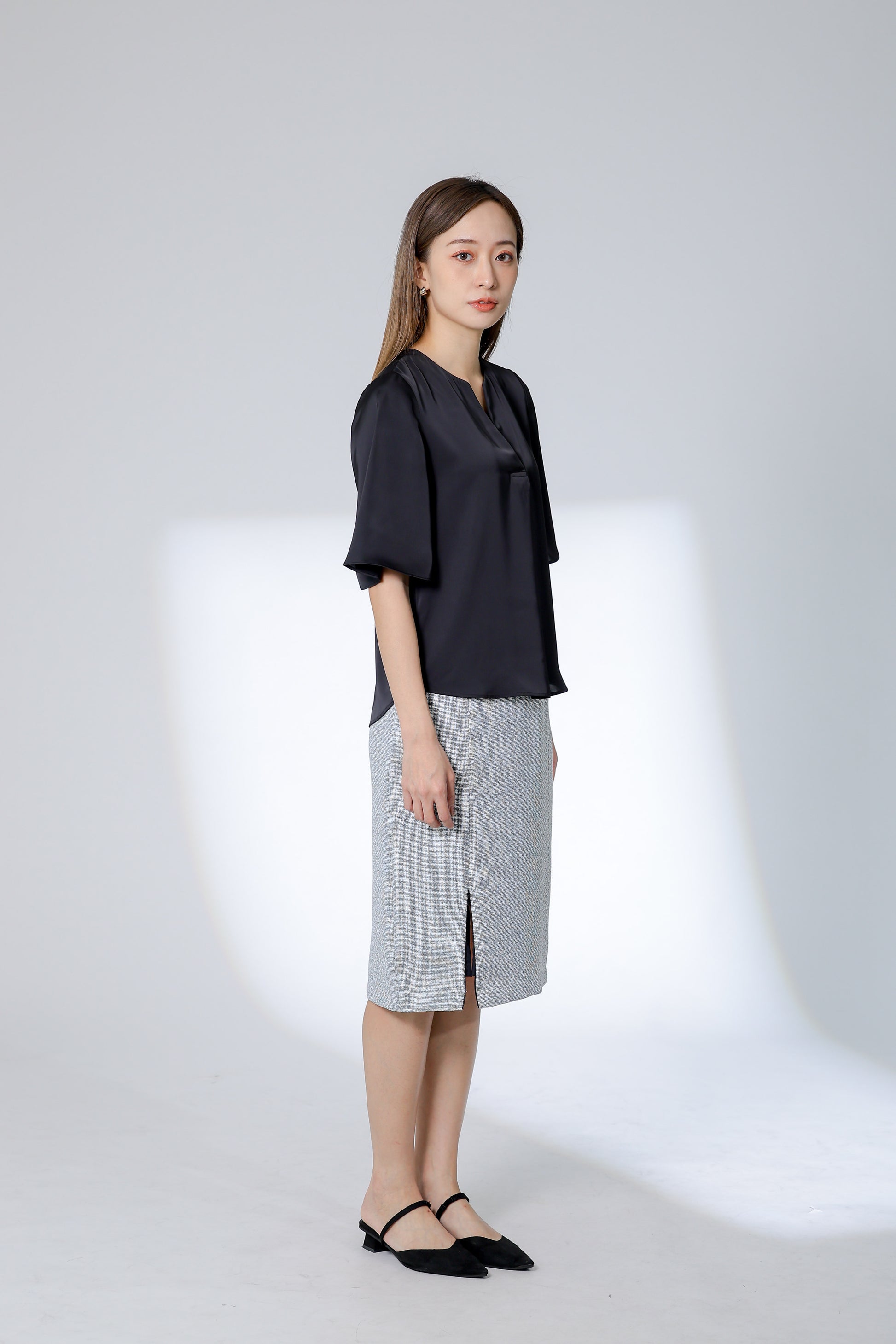 Wilma Satin Top - Black