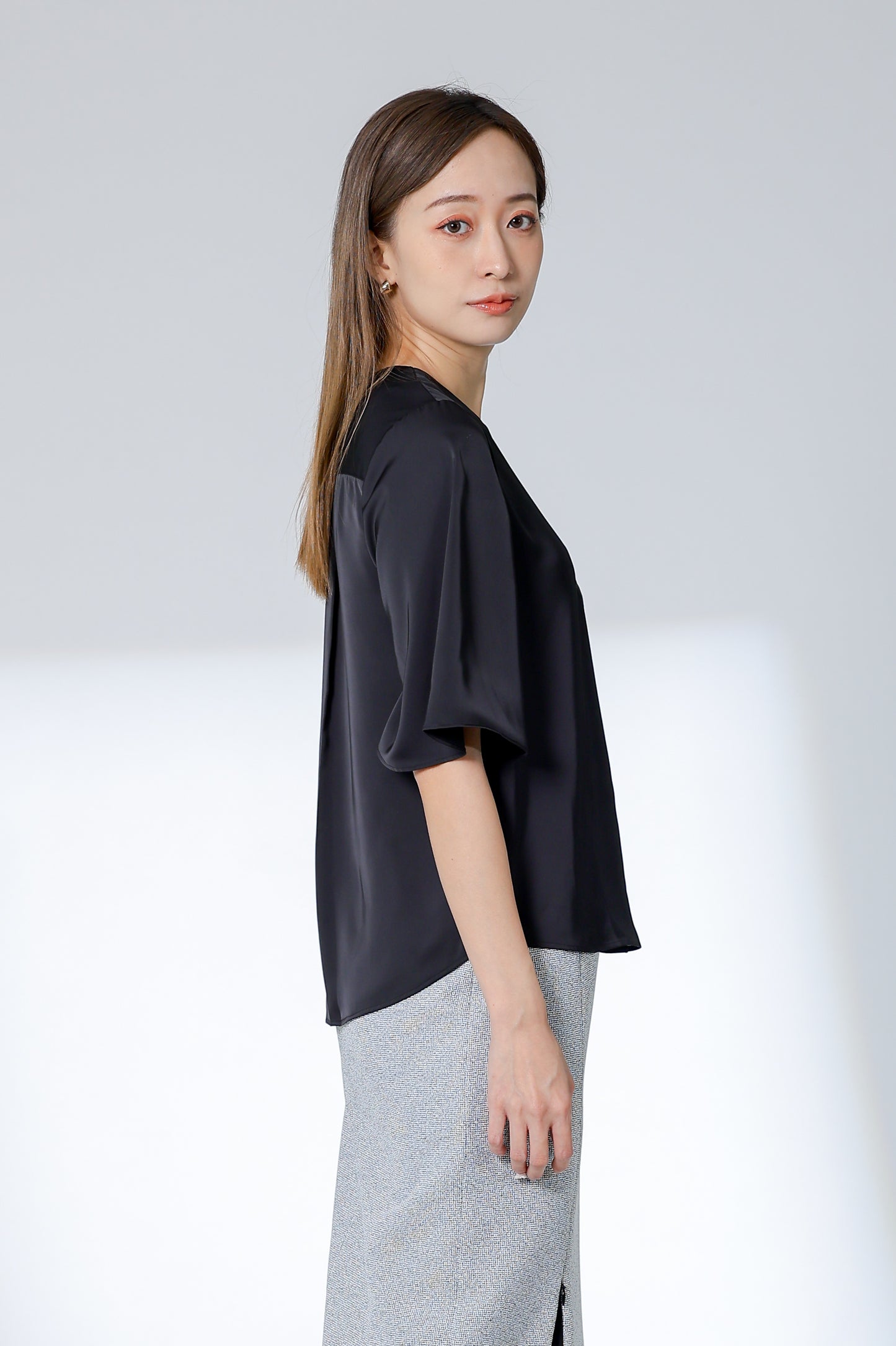 Wilma Satin Top - Black
